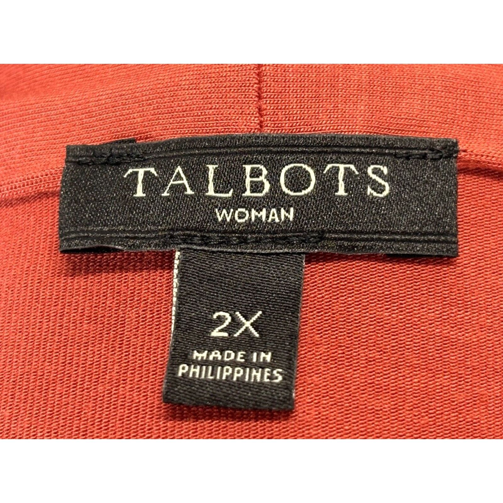 Talbots TALBOTS VINTAGE Plus Size 2X Long Sleeve V-Neck Blouse Orange Stretch Womens Size XXL / US 16-18 / IT 52-54 - 6 Thumbnail