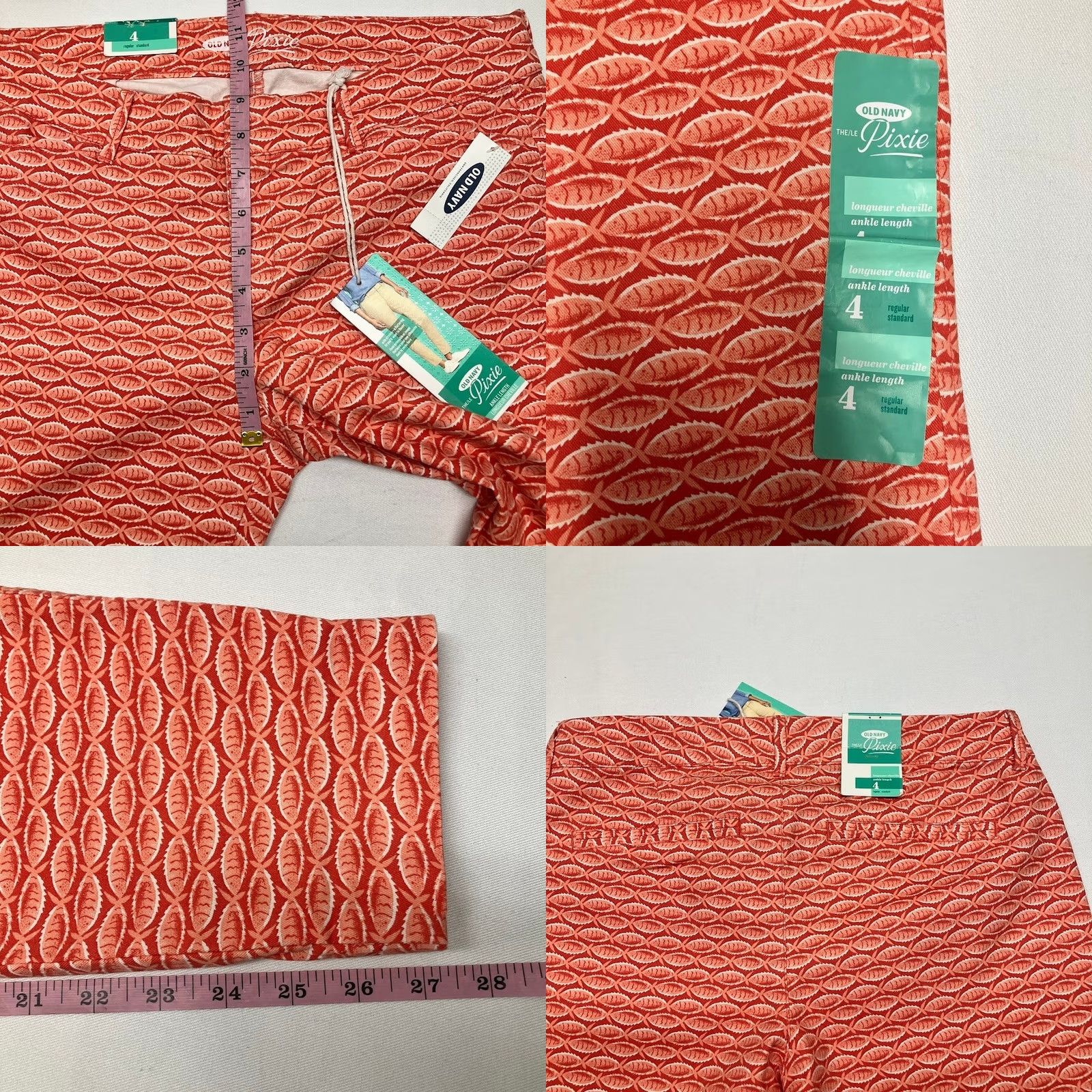Old Navy Old Navy Fish Print Pixie Ankle Pants Coral Womens Size 4 Stretch Size 27" / US 4 / IT 40 - 8 Thumbnail