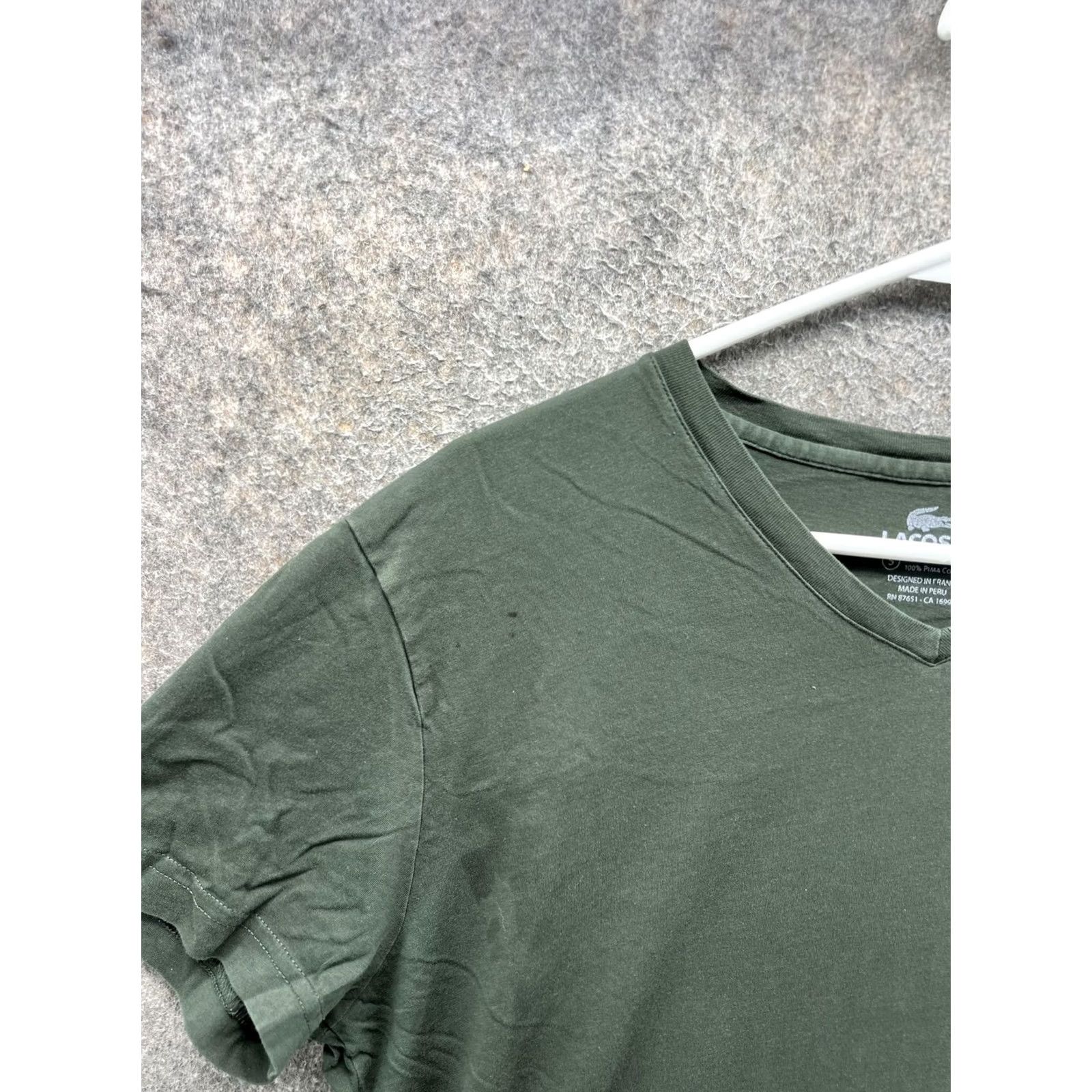 Lacoste Lacoste Shirt Mens L 5 Green Pima Cotton V Neck Logo Tee Tagless Soft T-Shirt Short Sleeve Knitted Jersey 100% Cotton Adult Mens Size US L / EU 52-54 / 3 - 7 Thumbnail