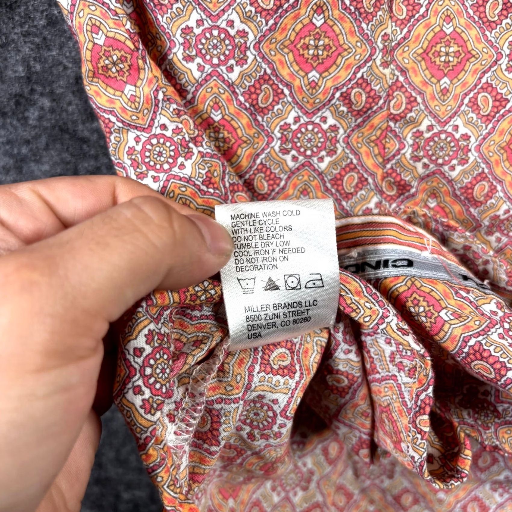 Vintage Cinch Button-Up Shirt Women's S Orange Cotton Geometric Print Preppy Coastal Shirt Size S / US 4 / IT 40 - 7 Thumbnail