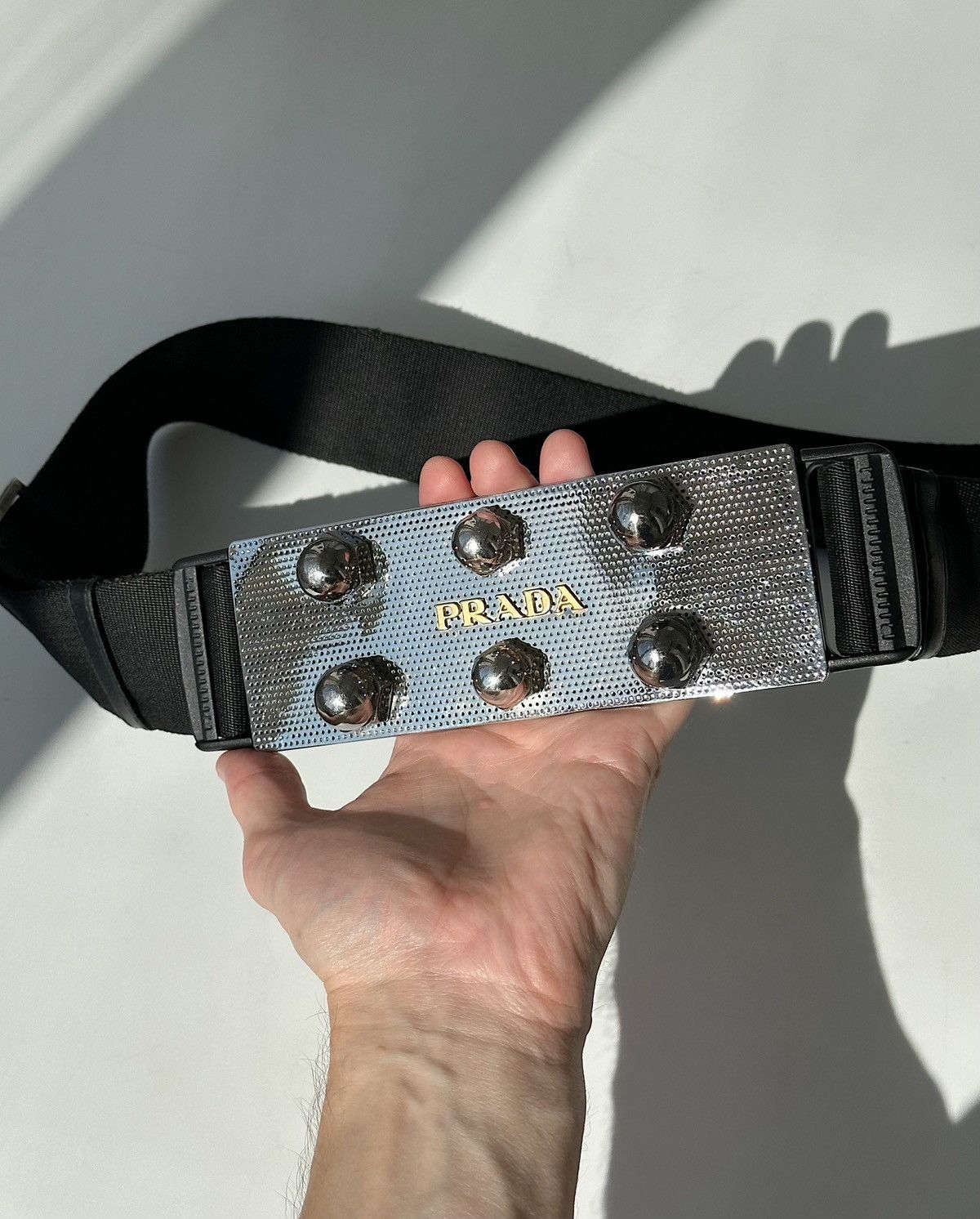 Prada PRADA FW 2007 Massive Studded Screws Logo Metal Belt runway Size ONE SIZE - 8 Thumbnail