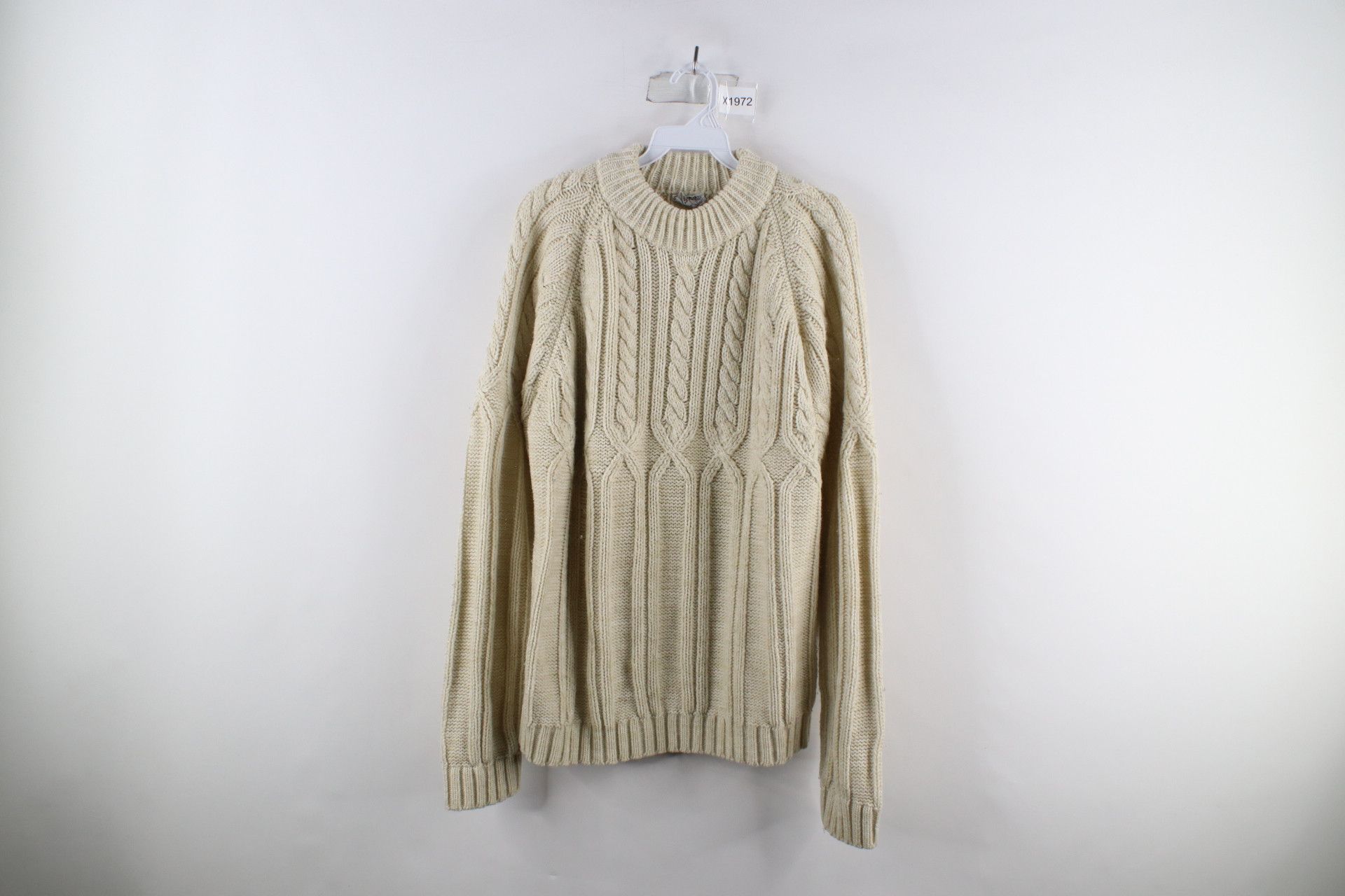 image of Vintage 70's Streetwear Fisherman Mock Neck Sweater Beige, Men's (Size XL)