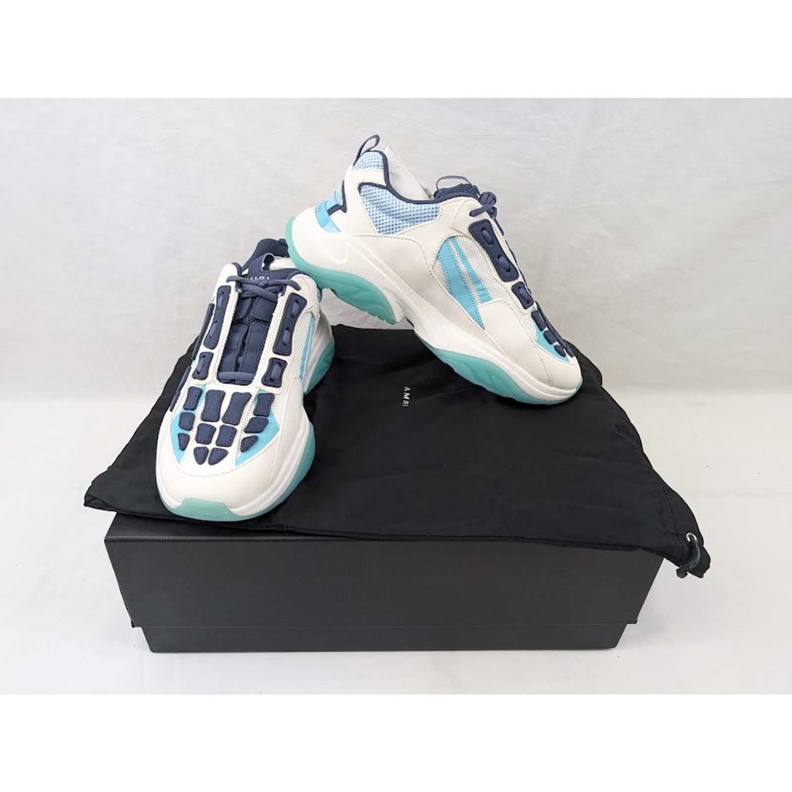 Amiri o1rshd1 Bone Runner Low-Top Sneakers in Baby Blue Size US 13 / EU 46 - 20 Thumbnail