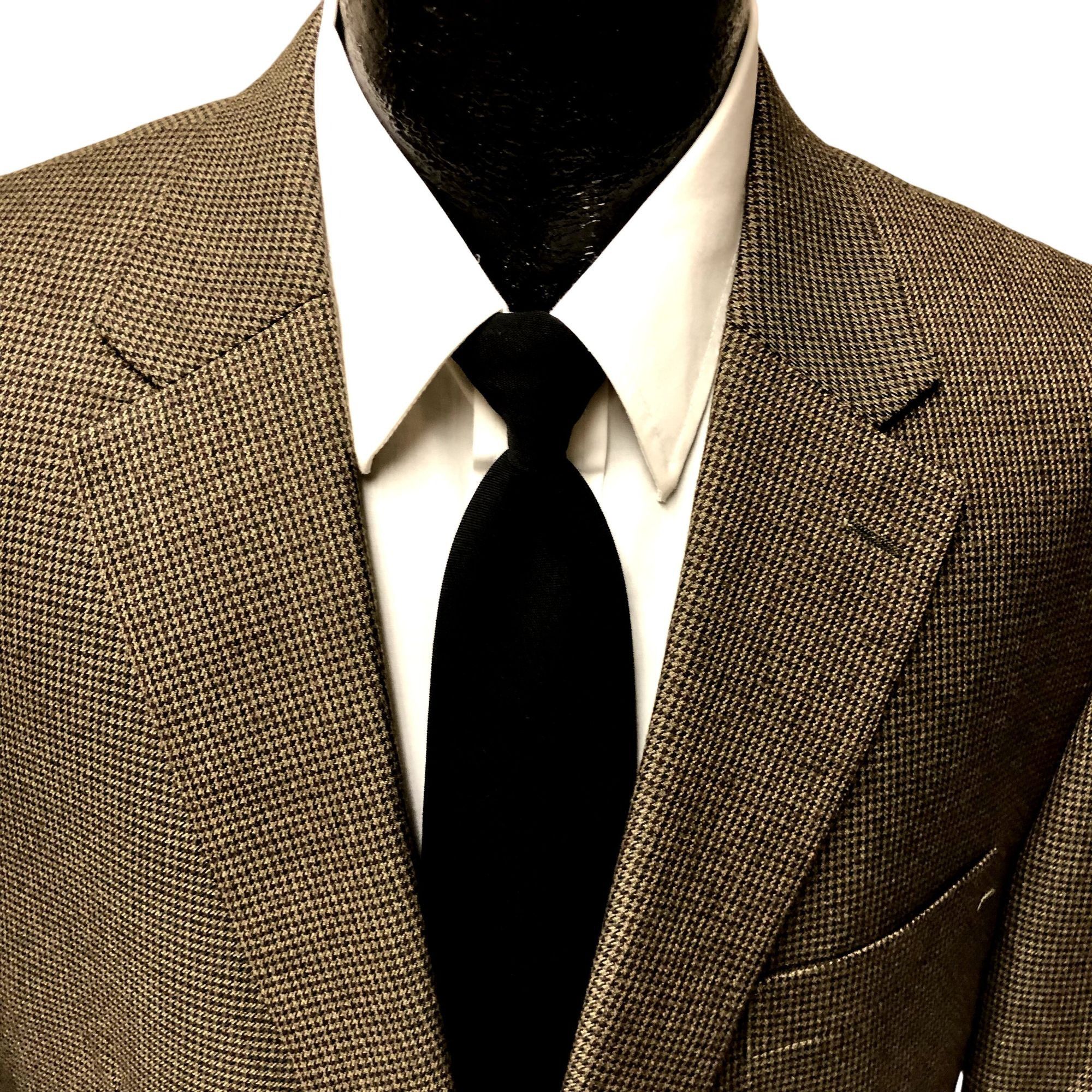 Chaps Ralph Lauren OLIVE Brown Sport Coat HOUNDSTOOTH Jacket 46 R Size 46R - 2 Thumbnail