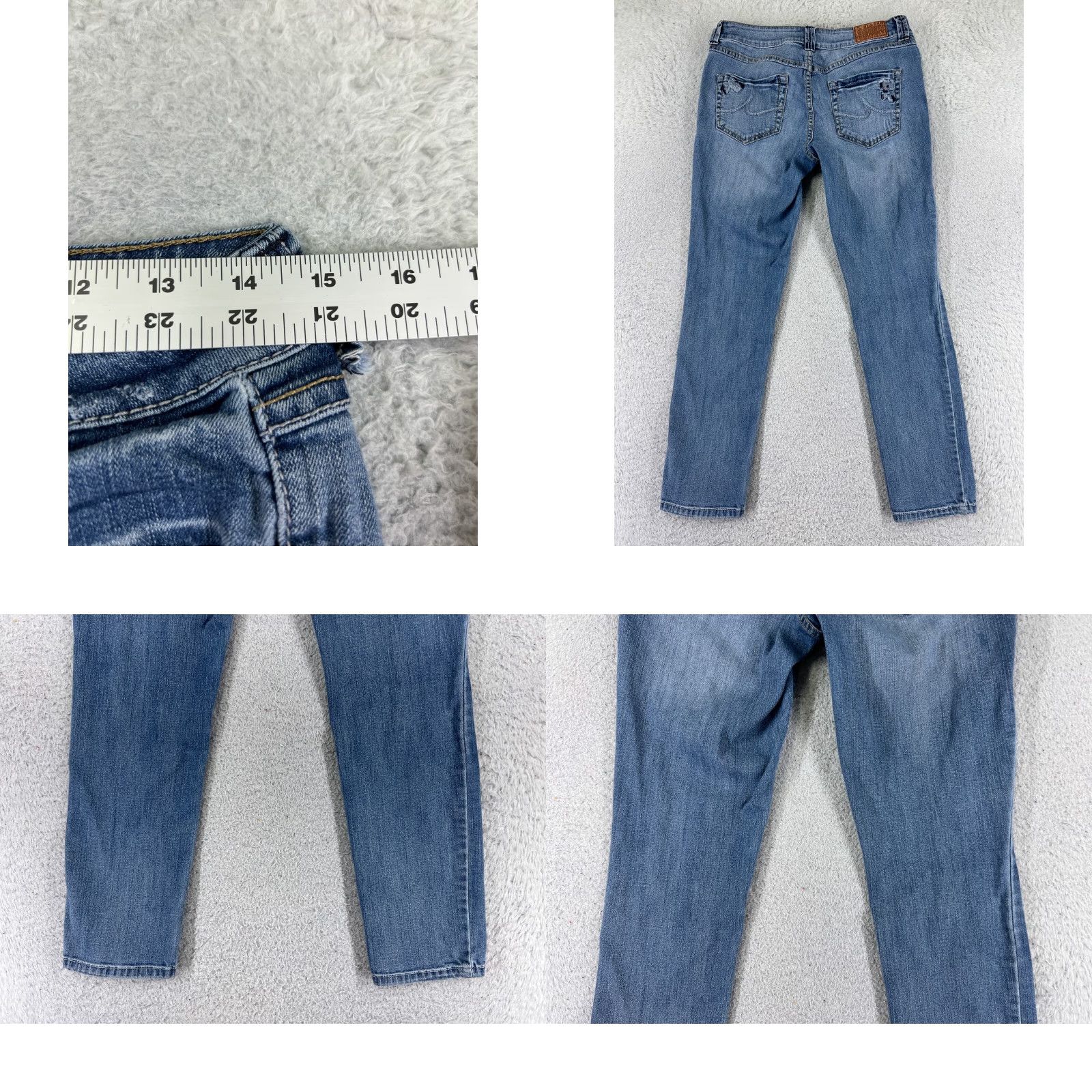 Vintage INC Jeans Women 8 Blue Denim Skinny Embroidered Distressed Cotton 27x28 Womens Size 30" / US 8 / IT 44 - 9 Thumbnail