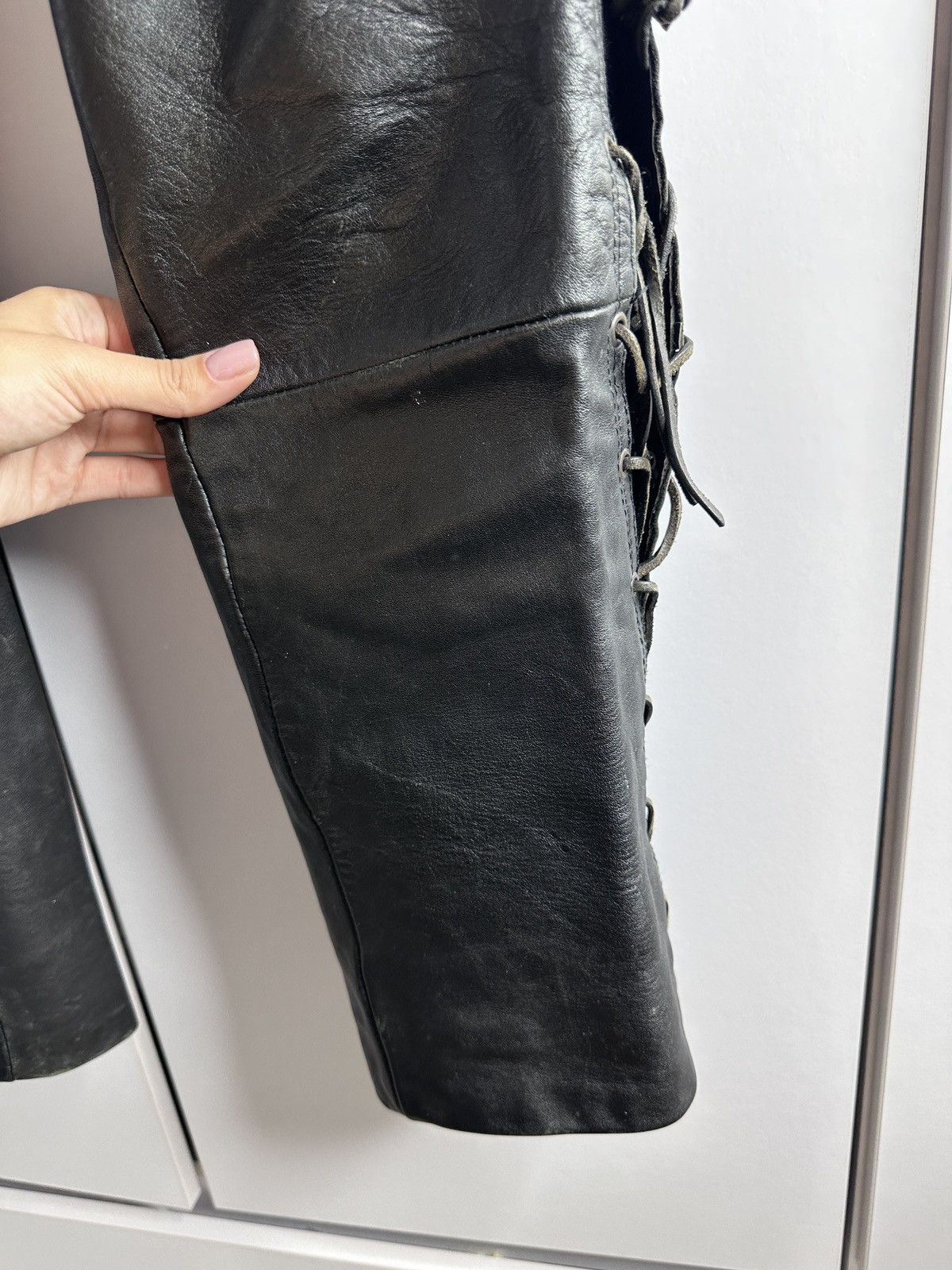 Other Vintage Polo Heavy Leather Lace-Up Pants Black size 38 Size 27" / US 4 / IT 40 - 5 Thumbnail
