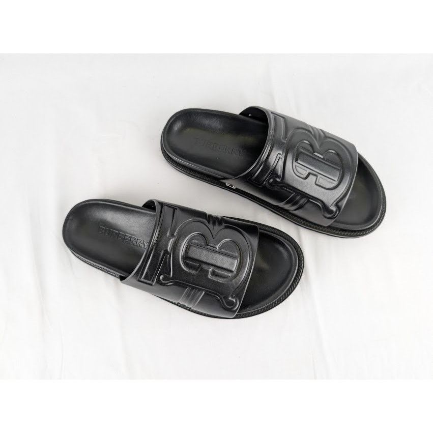 Burberry o1rshd1 Leather Embossed TB Monogram Slides in Black Size US 8 / EU 41 - 9 Thumbnail