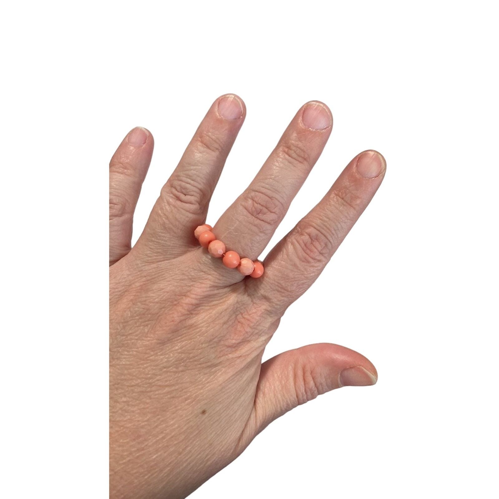 Handmade Handmade coral pink bead ring size 8.5 Size ONE SIZE - 1 Thumbnail