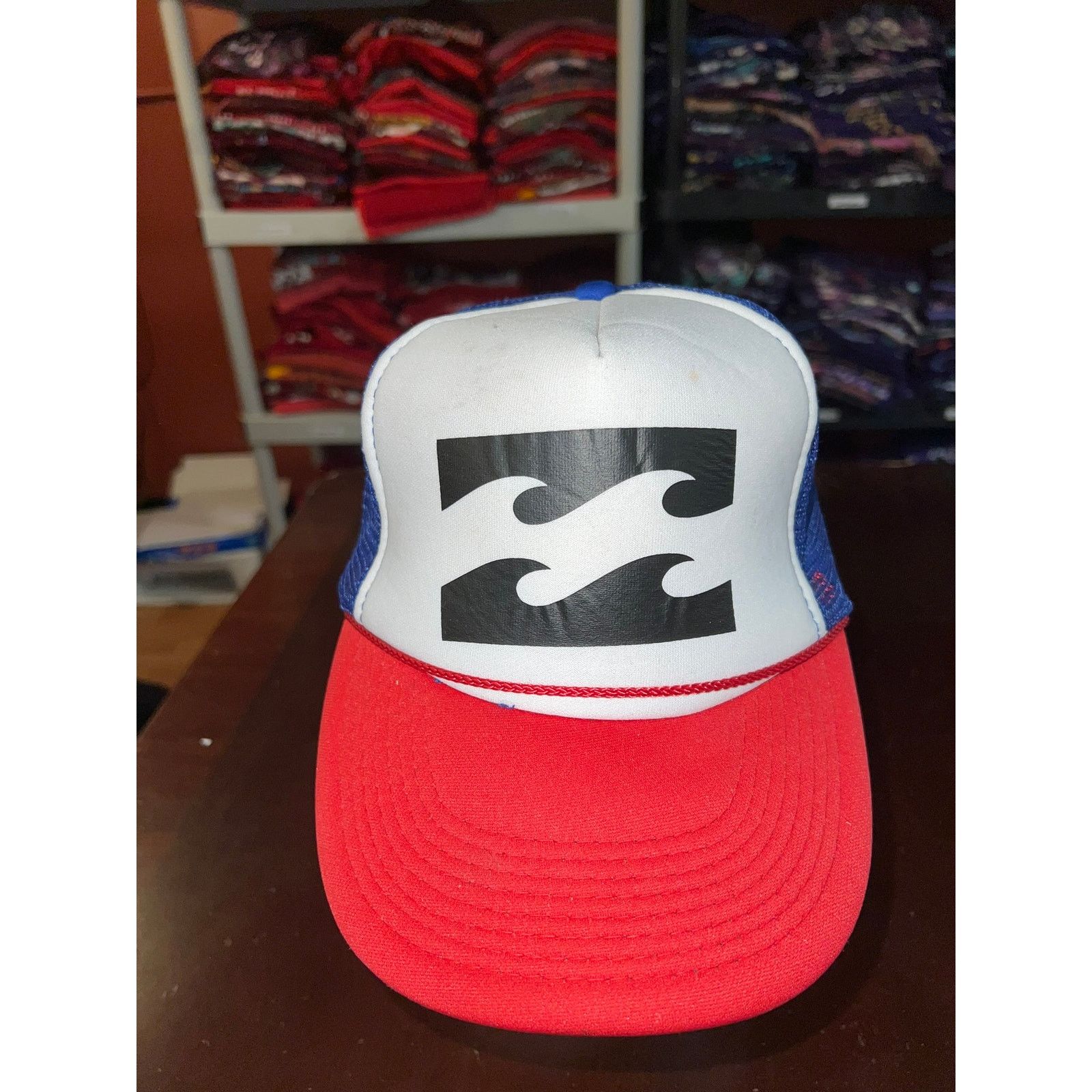 Otto Vintage Wave Hat Waves Surfing Surf White Blue Snapback Cap Size ONE SIZE - 2 Thumbnail