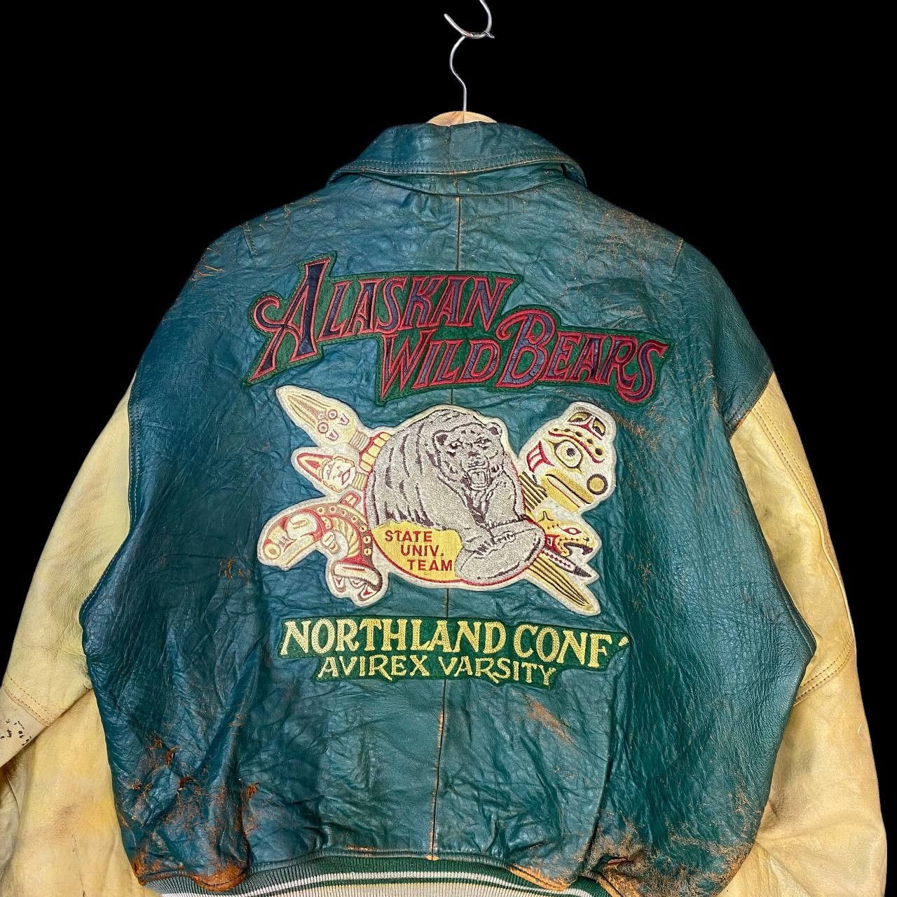 Avirex RARE AVIREX VARSITY TRASHED LEATHER ALASKIAN WIND BEAR Size US M / EU 48-50 / 2 - 5 Thumbnail