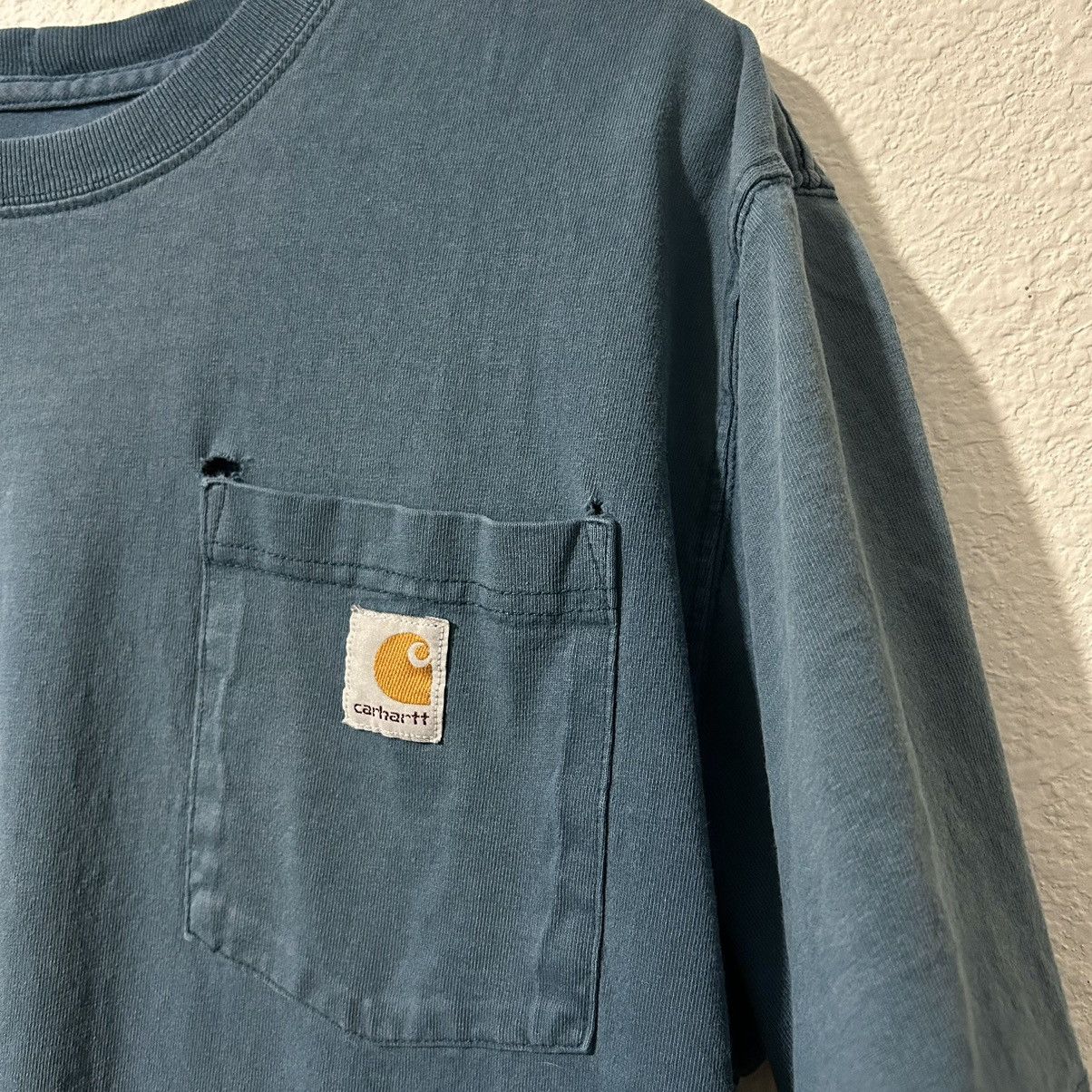 Carhartt Thrashed Carhartt Aqua Blue Pocket T-Shirt Men’s Large Size US L / EU 52-54 / 3 - 2 Thumbnail