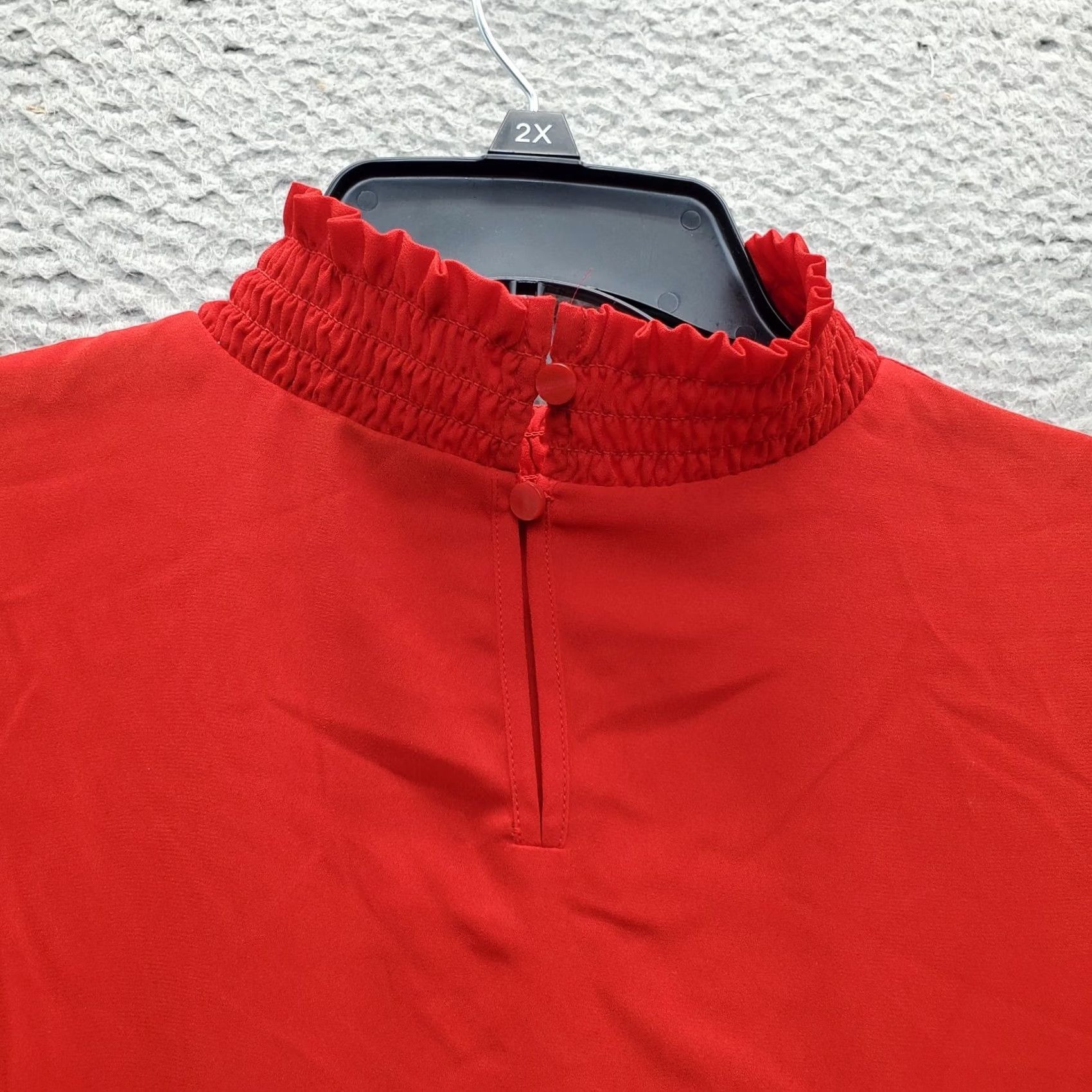 Worthington Worthington Blouse Womens Size XL Red High Neck Back Zip Long Sleeve Shirt Size XL / US 12-14 / IT 48-50 - 8 Thumbnail