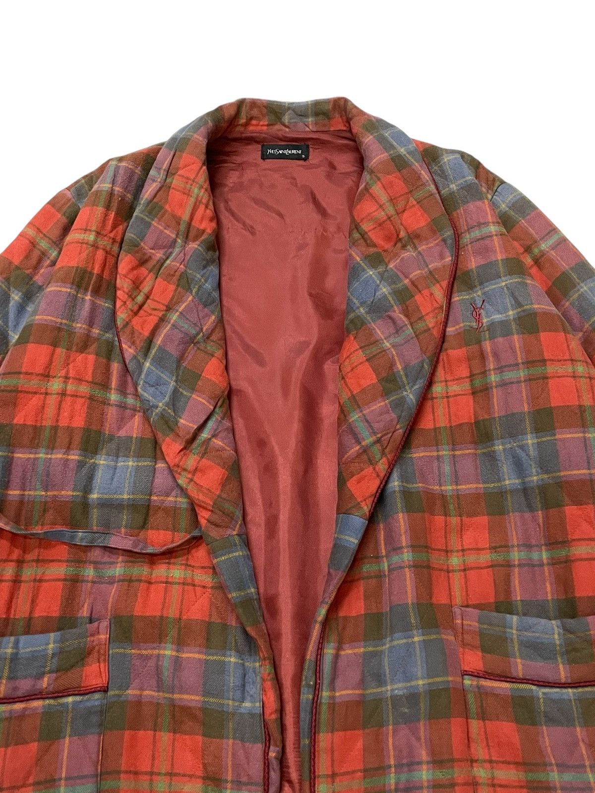 Vintage × Yves Saint Laurent Vintage YSL Checks Plaid bath robe Embroidered Jacket Size US M / EU 48-50 / 2 - 5 Thumbnail