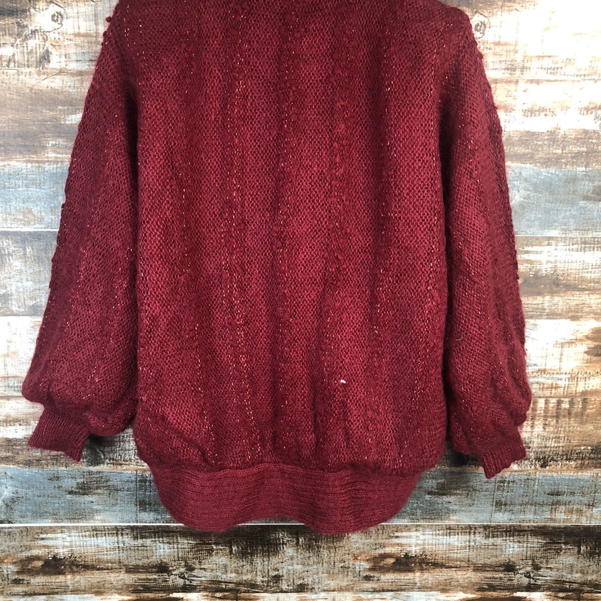 Homespun Knitwear Art Galde Red vintage Cardigan mohair Knitwear #A2265 Size XL / US 12-14 / IT 48-50 - 14 Thumbnail