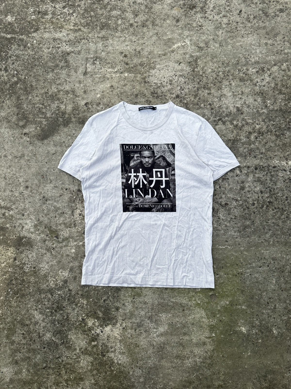 Y2K D&G Dolce&Gabbana Lin Dan Logo T-shirt Streetwear USA M