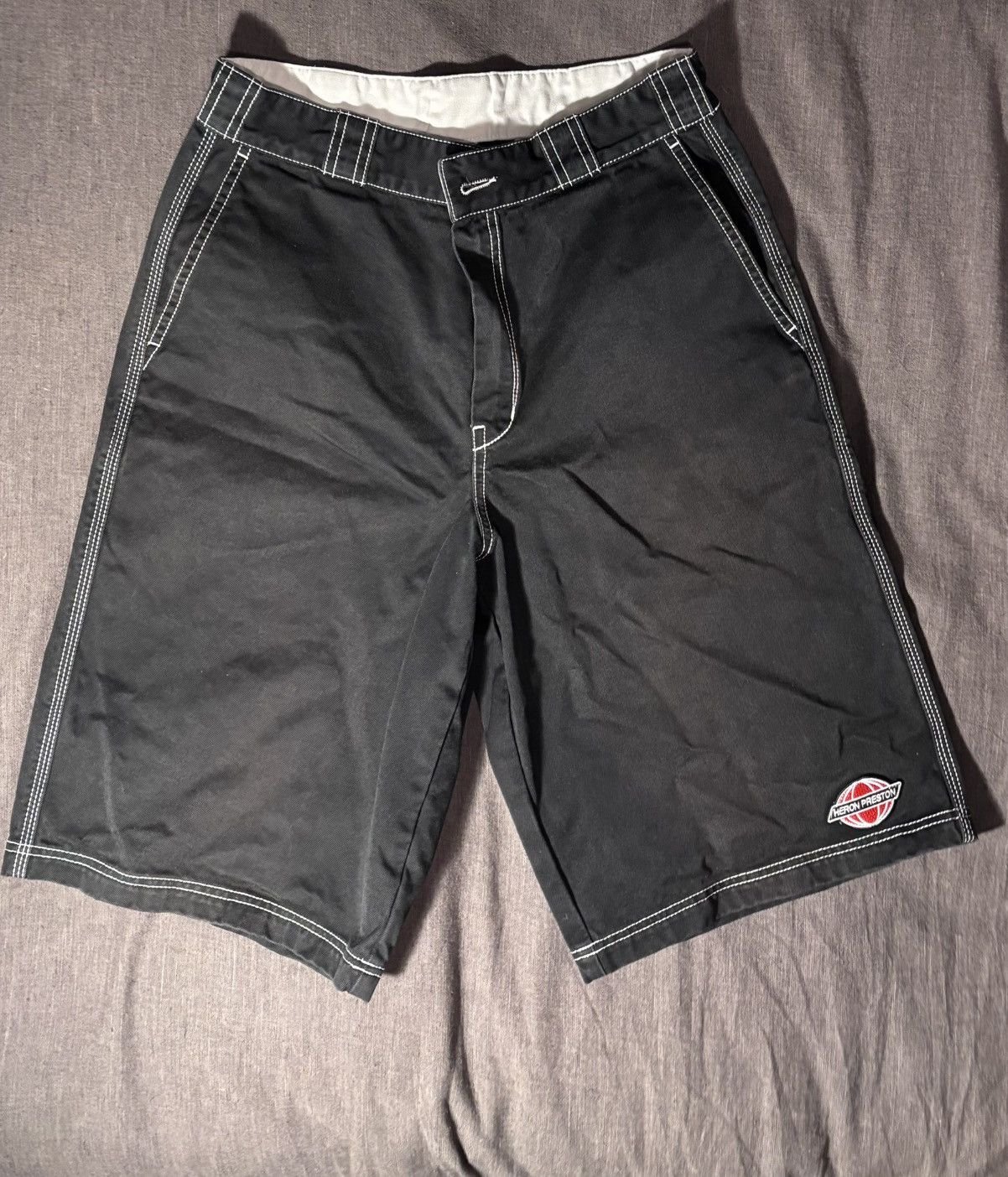Heron Preston HERON PRESTON | Black Contrast Stitch Wide Leg Shorts Size US 30 / EU 46 - 1 Thumbnail
