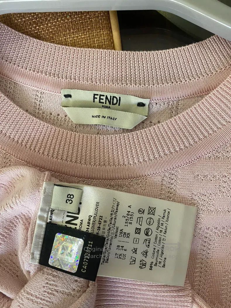 Fendi Fendi Pink Knit Short Sleeve Top Size XS / US 0-2 / IT 36-38 - 3 Thumbnail