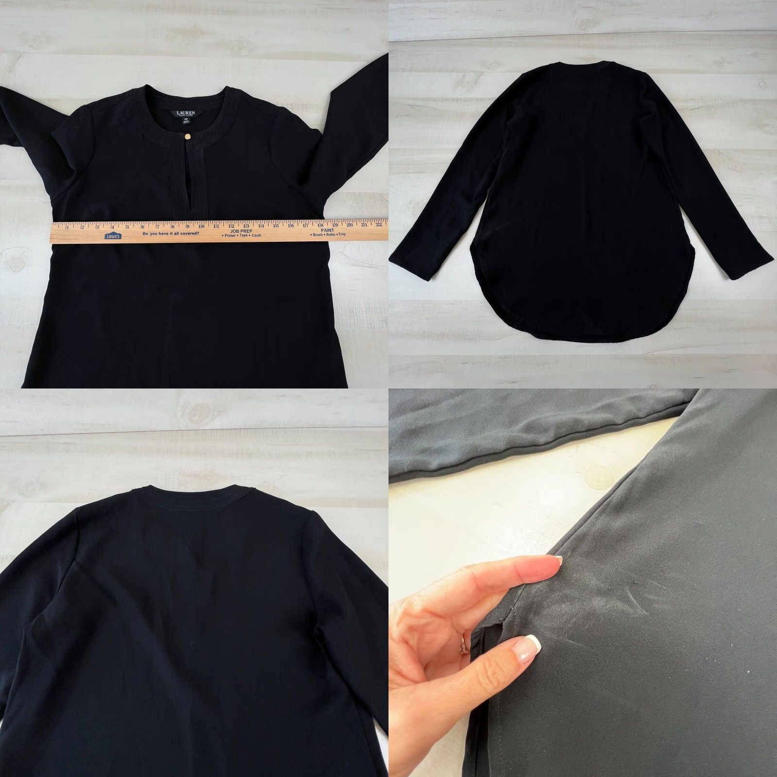 Ralph Lauren Lauren Ralph Lauren Women's Small Black Long Sleeve Tunic Blouse Top Size S / US 4 / IT 40 - 8 Thumbnail