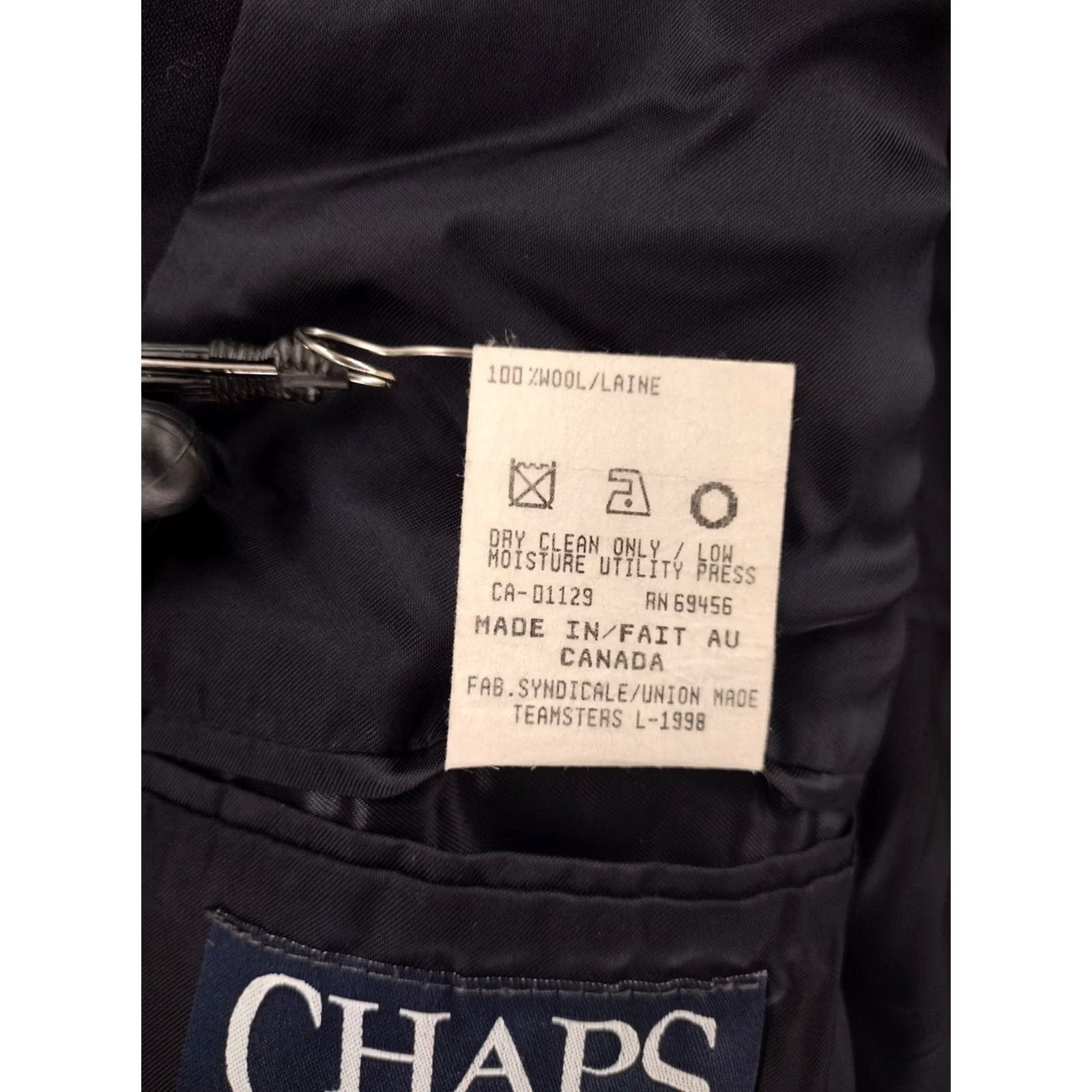 Chaps VINTAGE Chaps Blazer Mens 48T Jacket Coat Wool Black Notch Single-Breasted Two-Button 2 Piece Canada Dollar? Size 48R - 5 Thumbnail