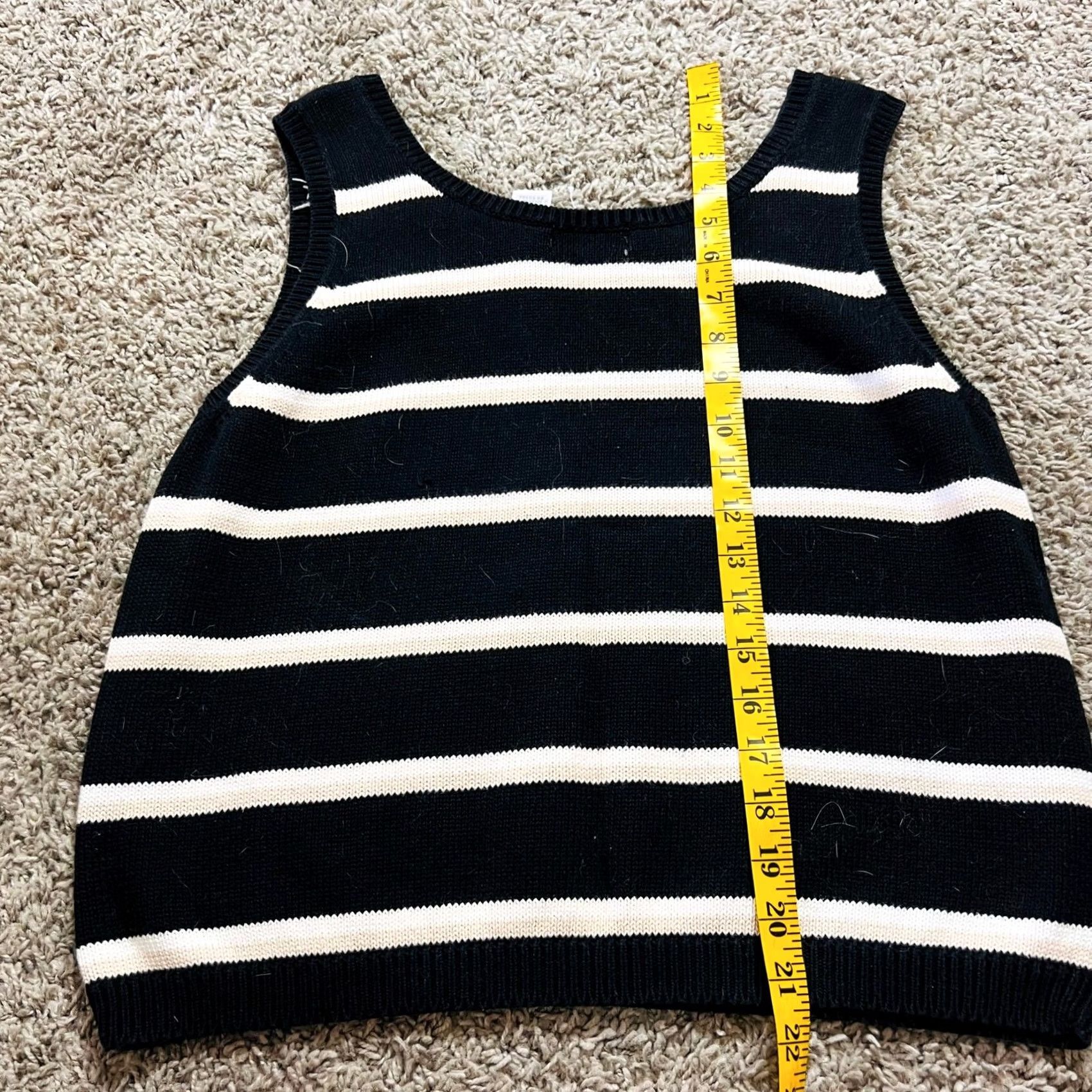 Vintage VINTAGE Jeanne Pierre Black Striped 100% Cotton Neutral Tank Top L Women Tank Top 90s Womens Size L / US 10 / IT 46 - 3 Thumbnail