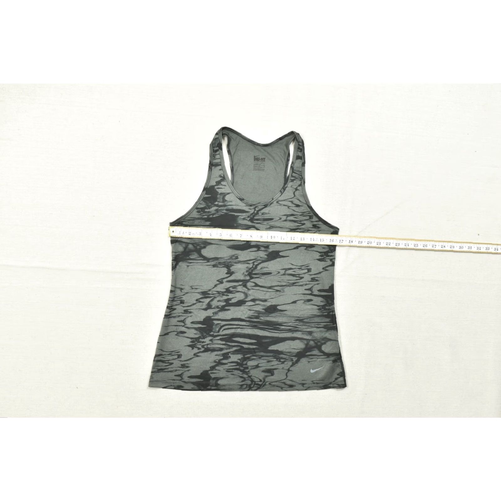 Nike VINTAGE? No — Nike Dri-FIT Women's Medium Gray Abstract Print Racerback Tank Top Regular Fit Size M / US 6-8 / IT 42-44 - 3 Thumbnail