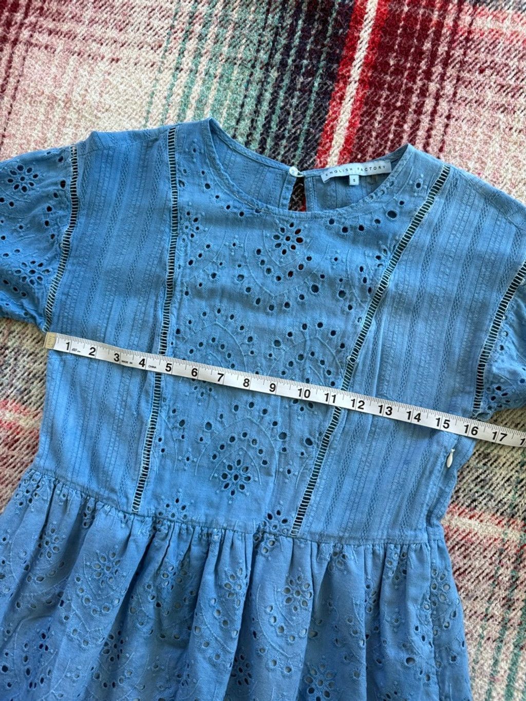 English Factory Women's ENGLISH FACTORY Blue Over-dyed Eyelet Mini Dress S Size S / US 4 / IT 40 - 7 Thumbnail