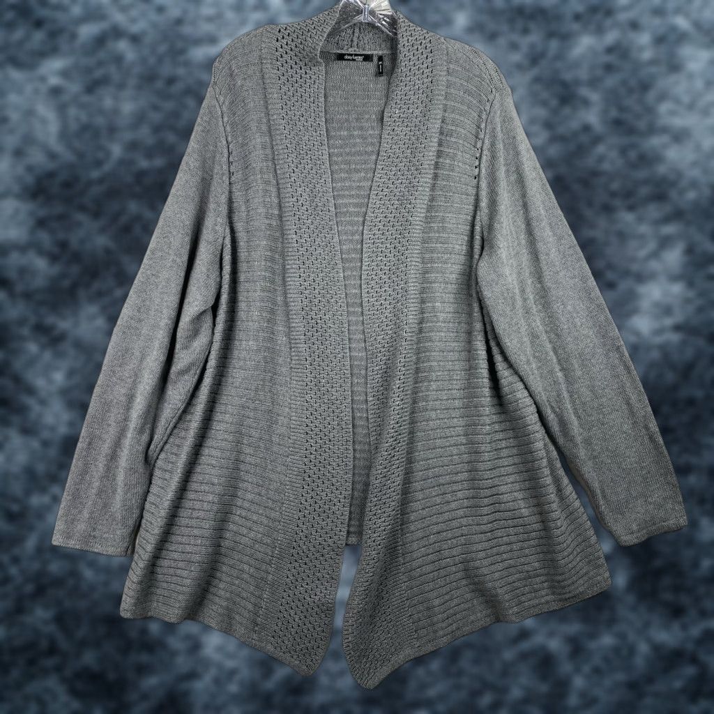 Vintage Daisy Fuentes Cardigan Womens 2X Gray Open Front Cable Knit Sweater Draped Cardigan Women 2X Gray Open Front Knit Sweater Casual Chic Size XXL / US 16-18 / IT 52-54 - 1 Thumbnail