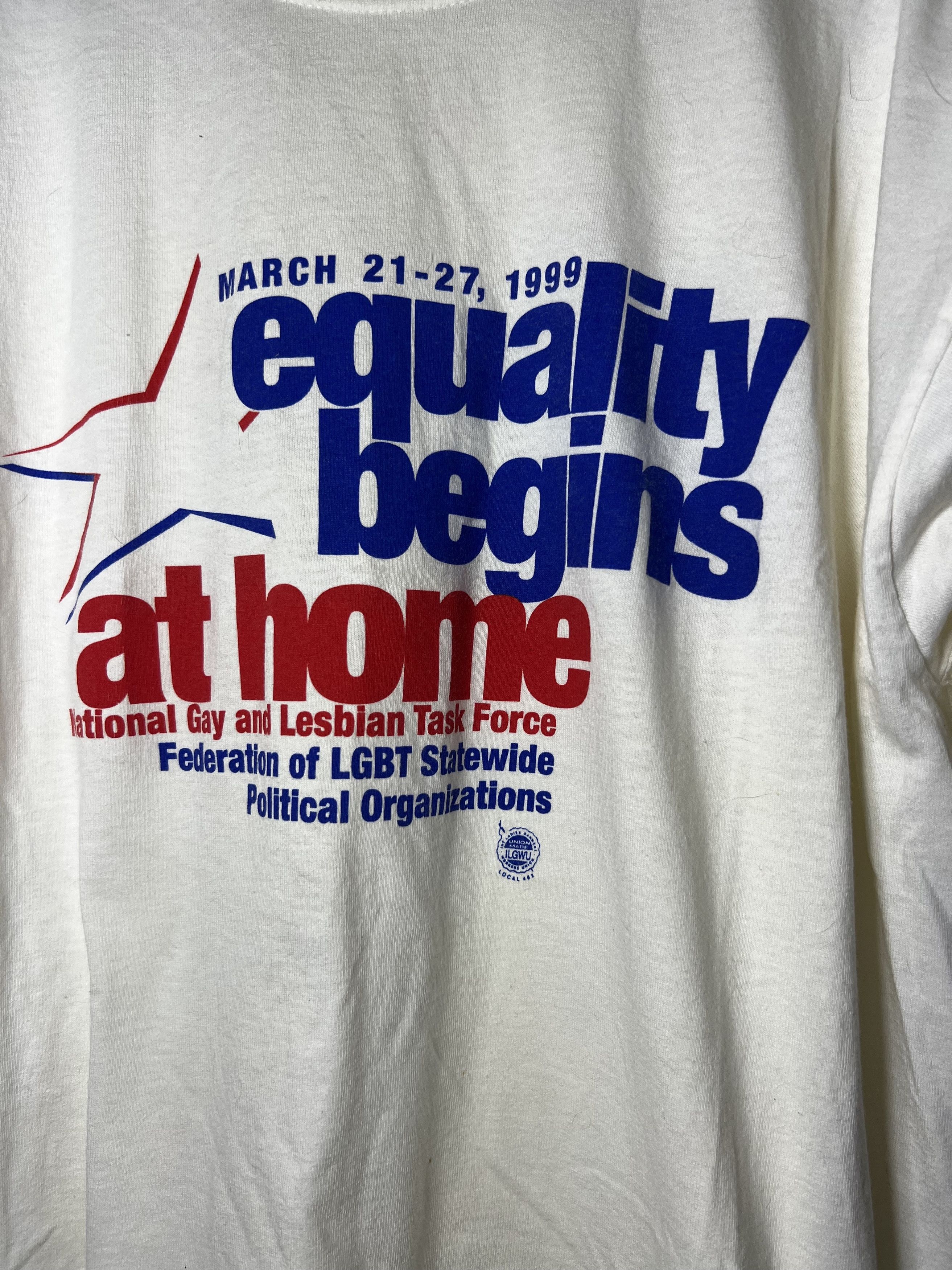 Vintage Vintage 1999 LGBT Equality Begins at Home Political T-Shirt Size US XL / EU 56 / 4 - 3 Thumbnail