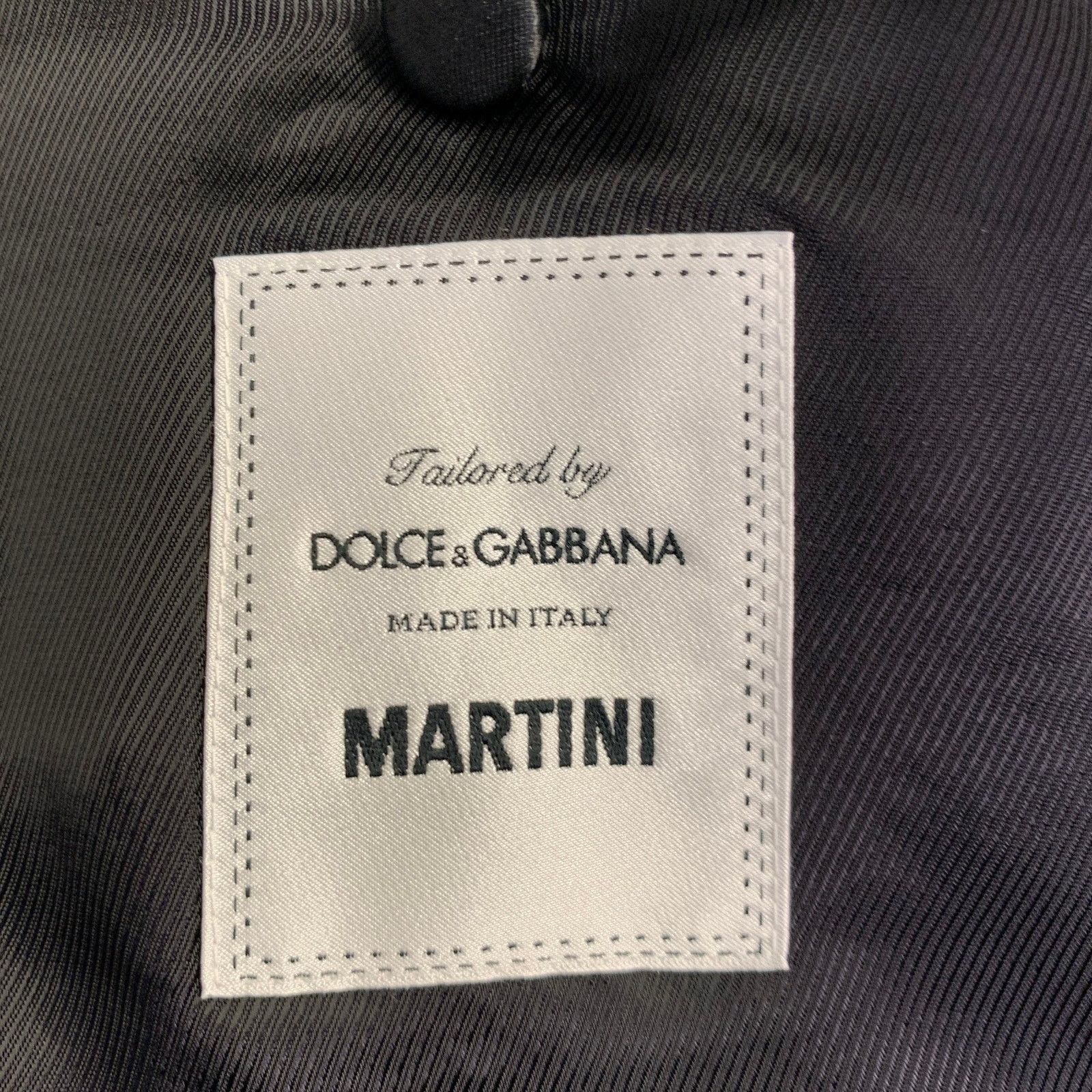 Dolce & Gabbana DOLCE & GABBANA Black Virgin Wool Silk Blend Peak Lapel Size 48R - 7 Thumbnail