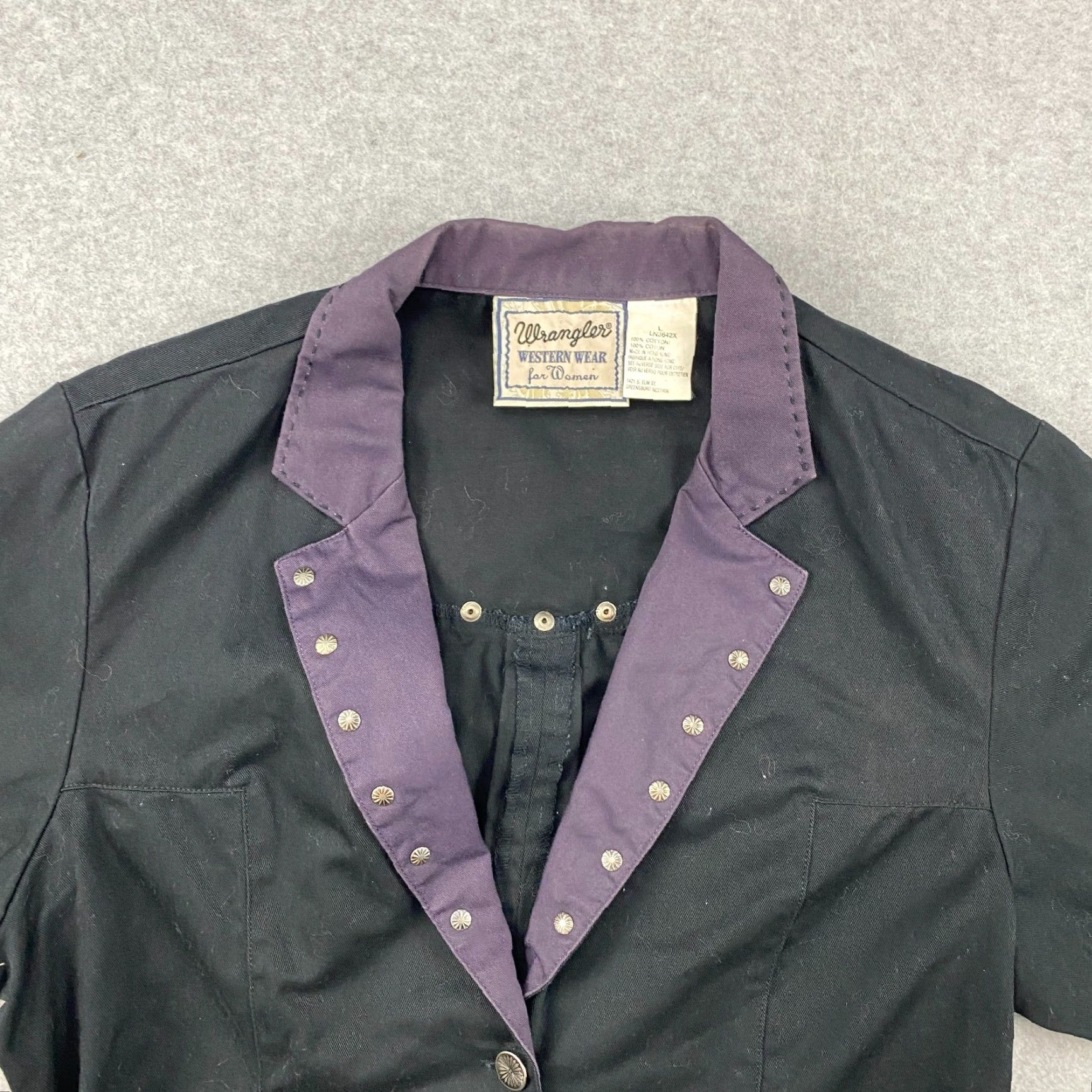 Wrangler VINTAGE Wrangler Western Shirt Jacket Womens Large L Black Button Up Studded Size L / US 10 / IT 46 - 2 Thumbnail
