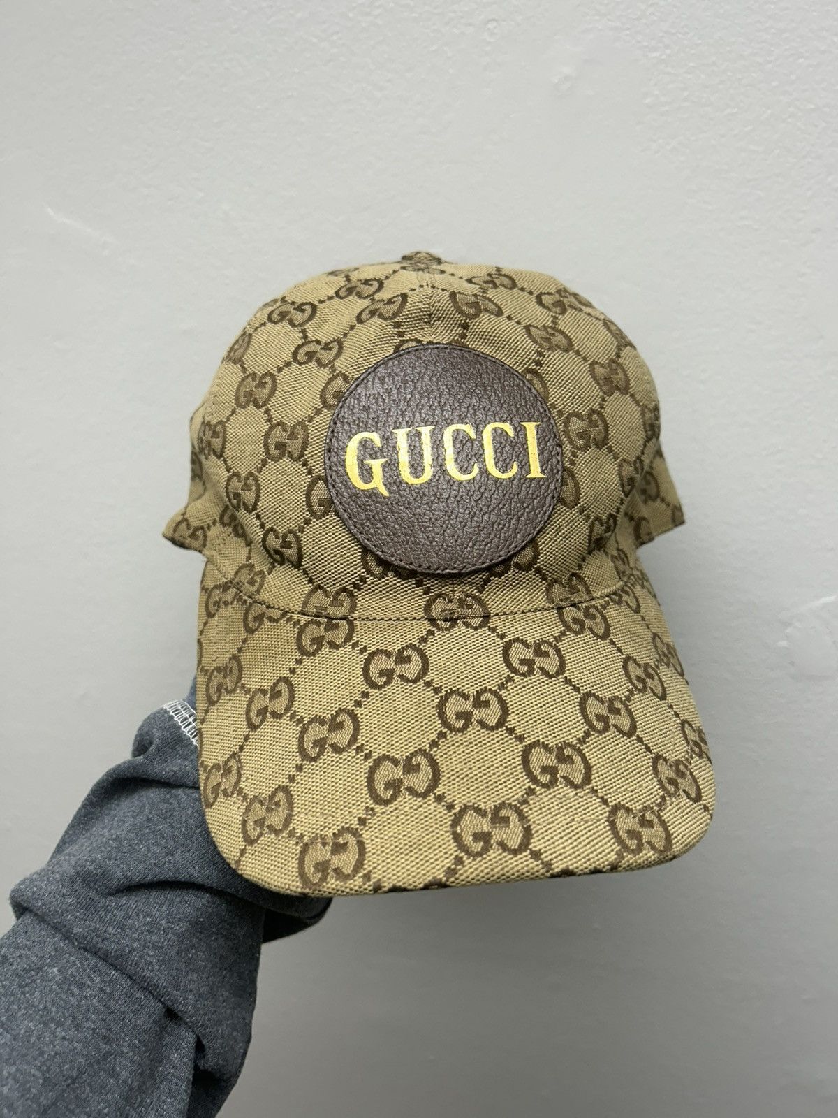 Gucci Gucci GG Monogram Baseball Cap with Leather Patch Size ONE SIZE - 1 Thumbnail