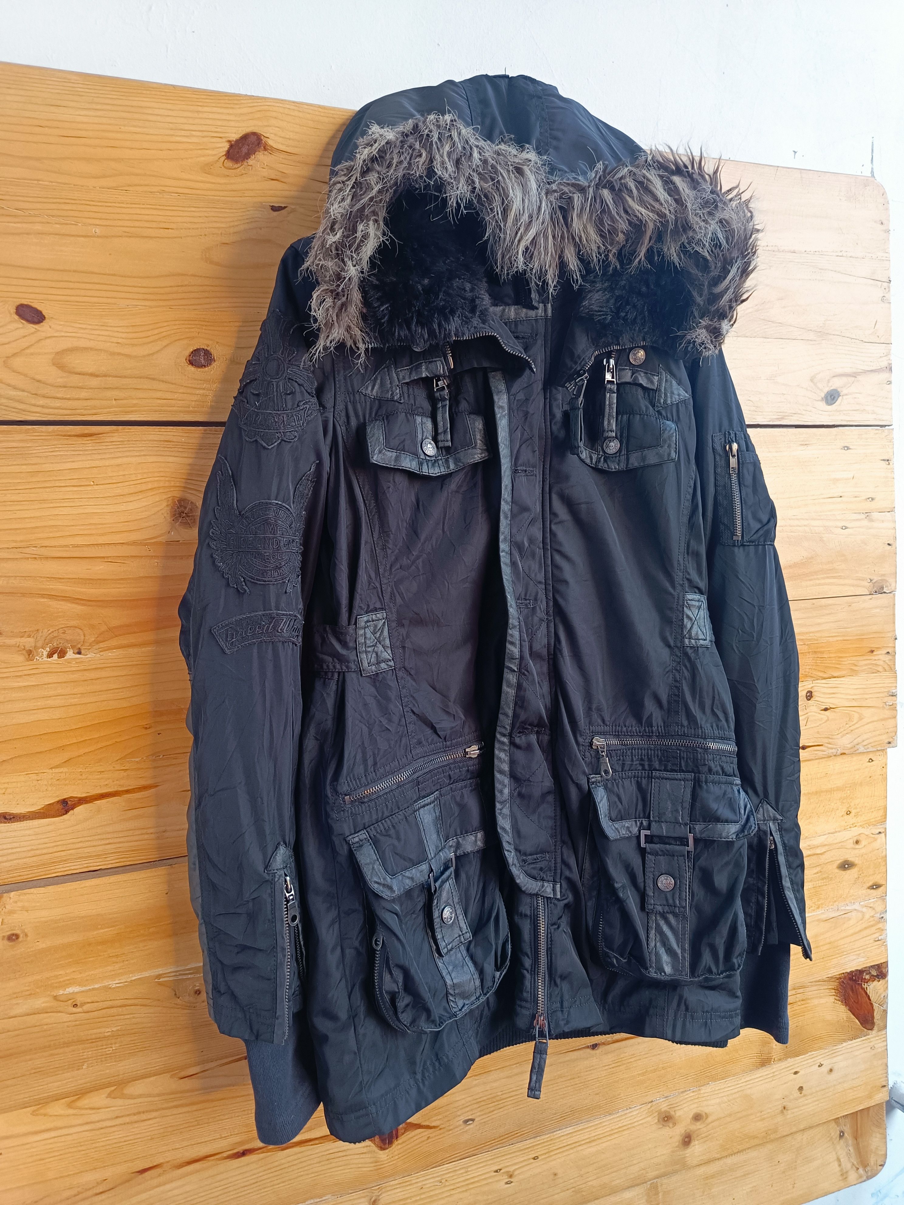 Yasuyuki Ishii Glitz LeatherxParachute BONDAGE FUR HOODED 2 ZIP GOTHIC PUNK Size US M / EU 48-50 / 2 - 5 Thumbnail