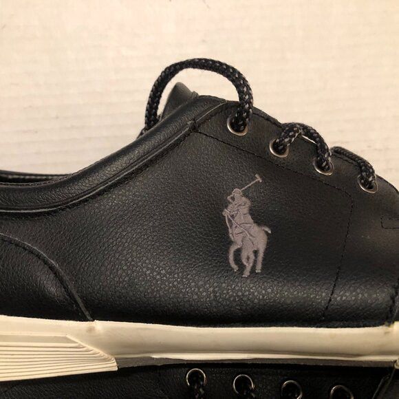 Polo Ralph Lauren polo Ralph Lauren men's black leather fashion sneakers 17D Size US 15 / EU 48 - 3 Thumbnail