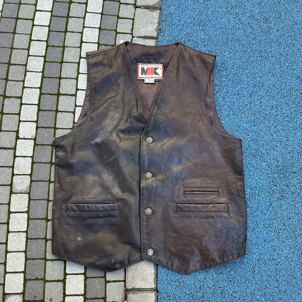 If Six Was Nine × Japanese Brand × Leather Vintage Japanese Style Leather Vest Moto Hype Distressed Size US L / EU 52-54 / 3 - 1 Thumbnail