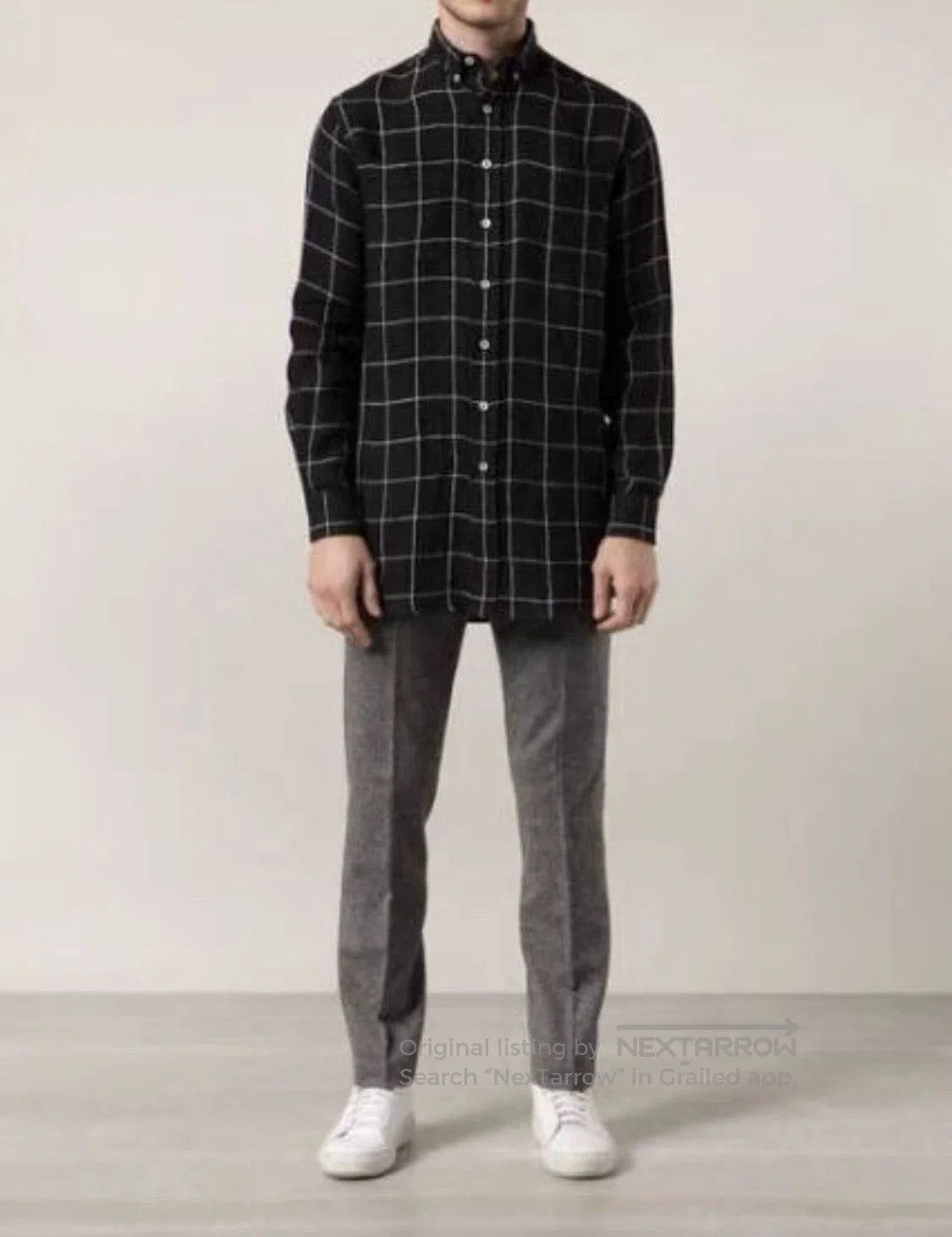 AMI AMI Windowpane Check Oversized Linen Shirt. Size US M / EU 48-50 / 2 - 9 Thumbnail