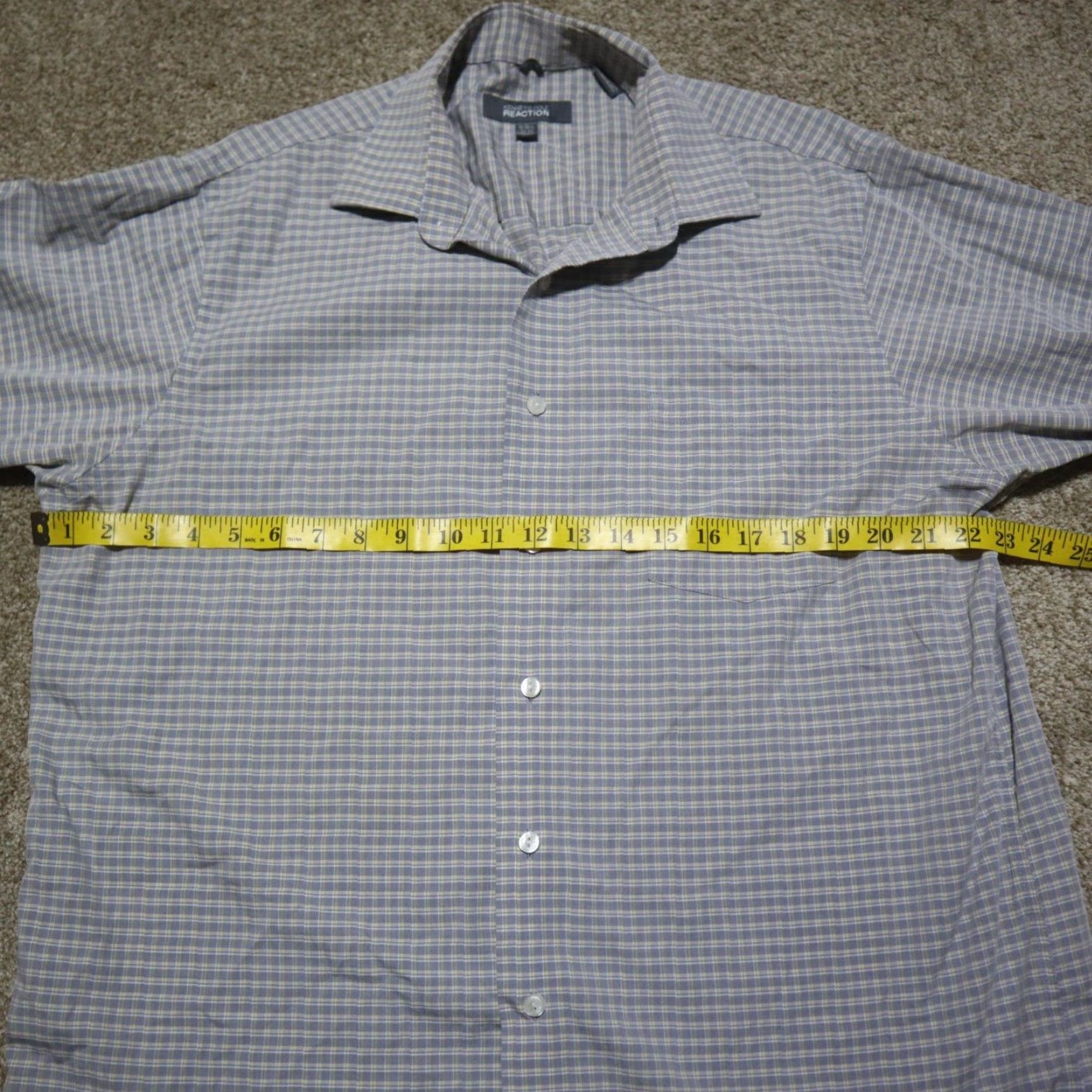 Kenneth Cole Kenneth Cole Reaction Shirt Button Front Gray Check Long Sleeve Men L 16.5 checkered button-up casual business Size US L / EU 52-54 / 3 - 4 Thumbnail