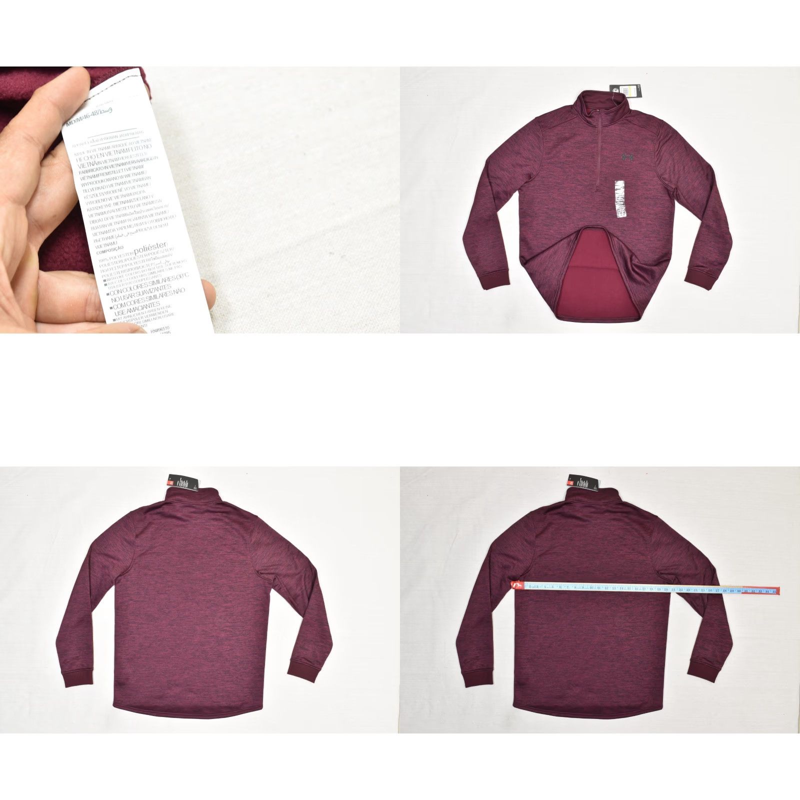 Under Armour Under Armour Sweatshirt Pullover Mens M Burgundy Heather Mock Neck Quarter Zip Fleece Logo Sweater Size US M / EU 48-50 / 2 - 8 Thumbnail