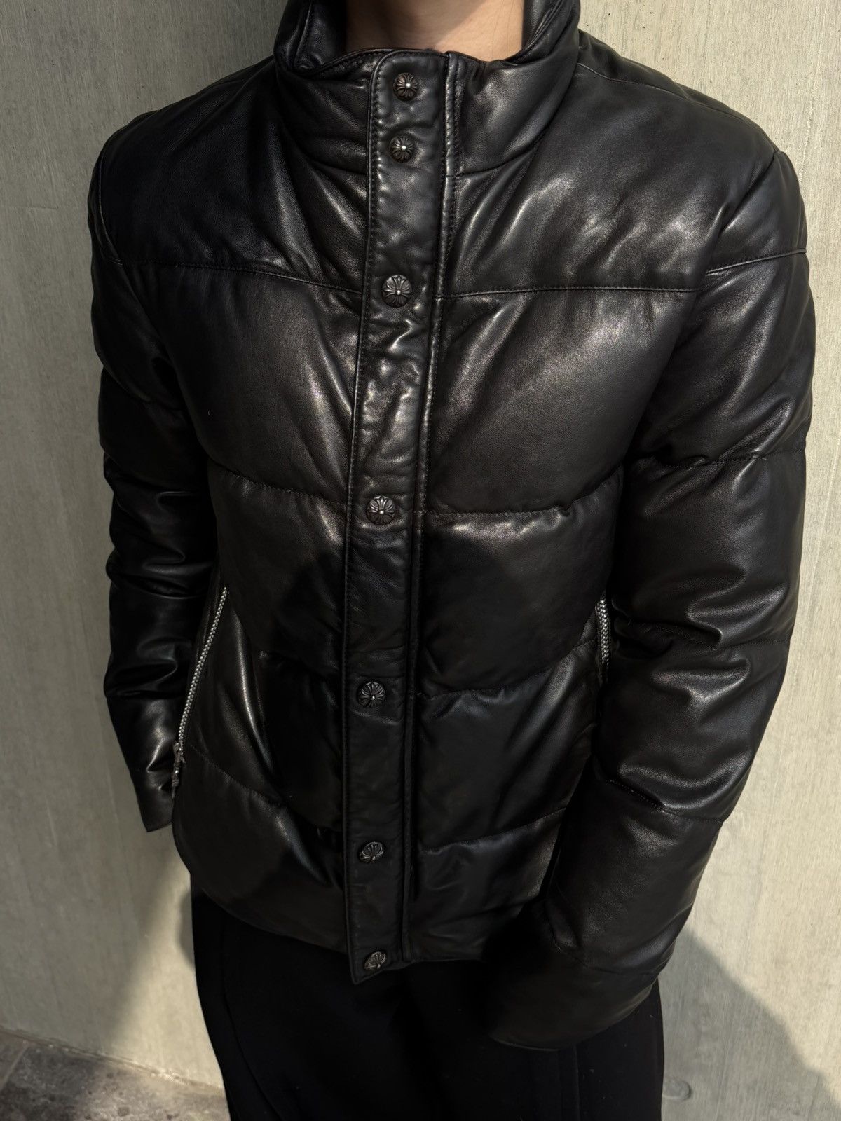 Chrome Hearts Black Leather Down Jacket Size US S / EU 44-46 / 1 - 3 Thumbnail