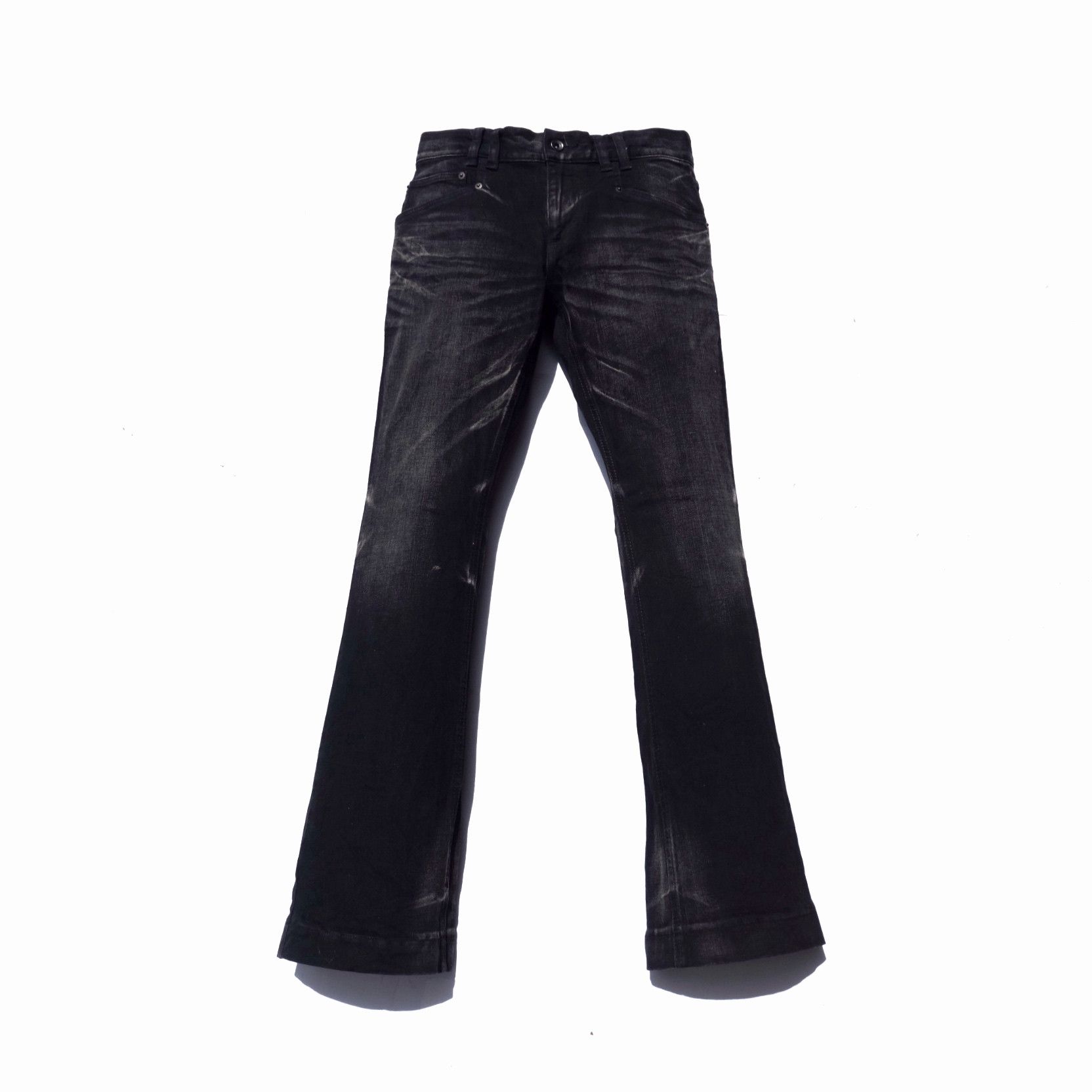 image of 14Th Addiction x Tornado Mart Michel Klein Washed Flare Jeans in Washed Black, Men's (Size 30)