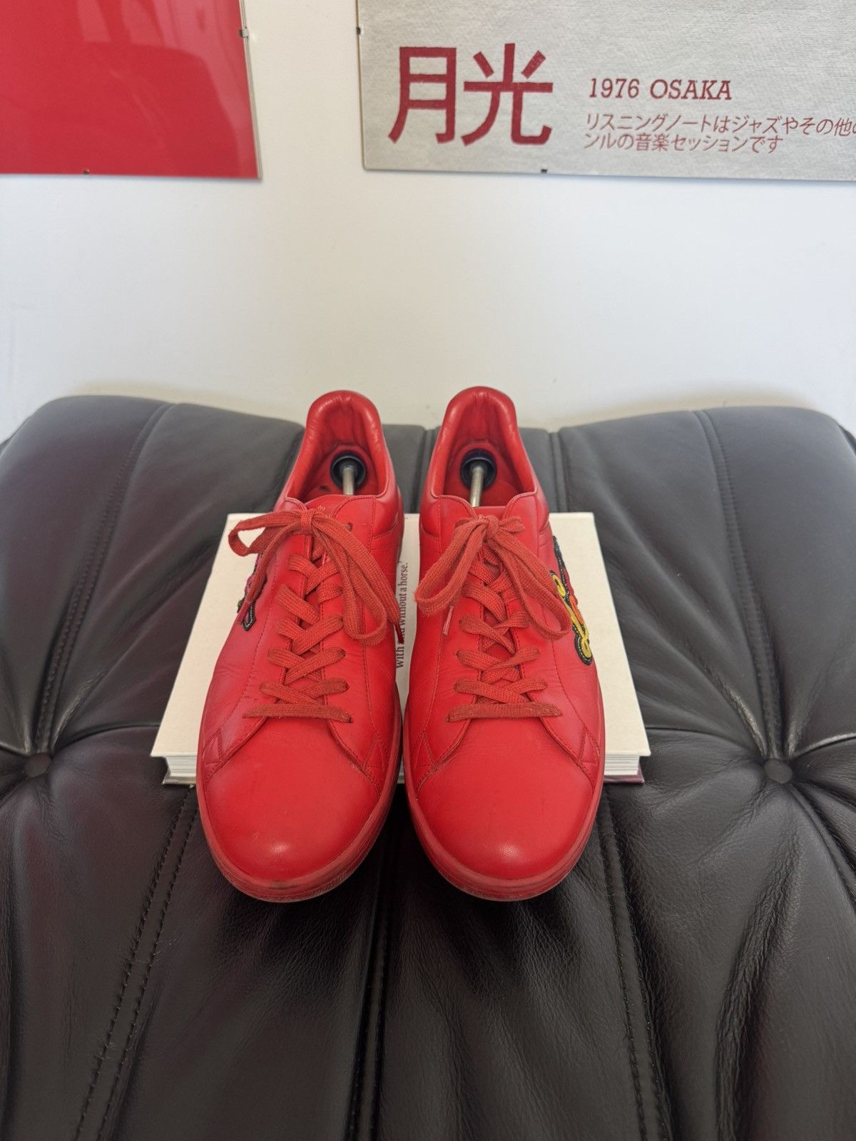 Louis Vuitton Louis Vuitton Low Top Designer Red Leather Sneakers LV Hype Size US 9.5 / EU 42-43 - 2 Thumbnail