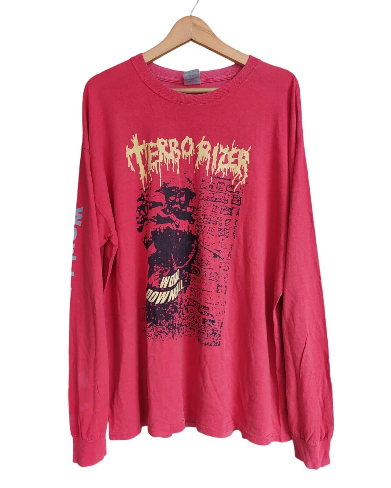 image of Archival Clothing x Band Tees Terrorizer - World Downfall Long Sleeve in Red, Men's (Size XL)