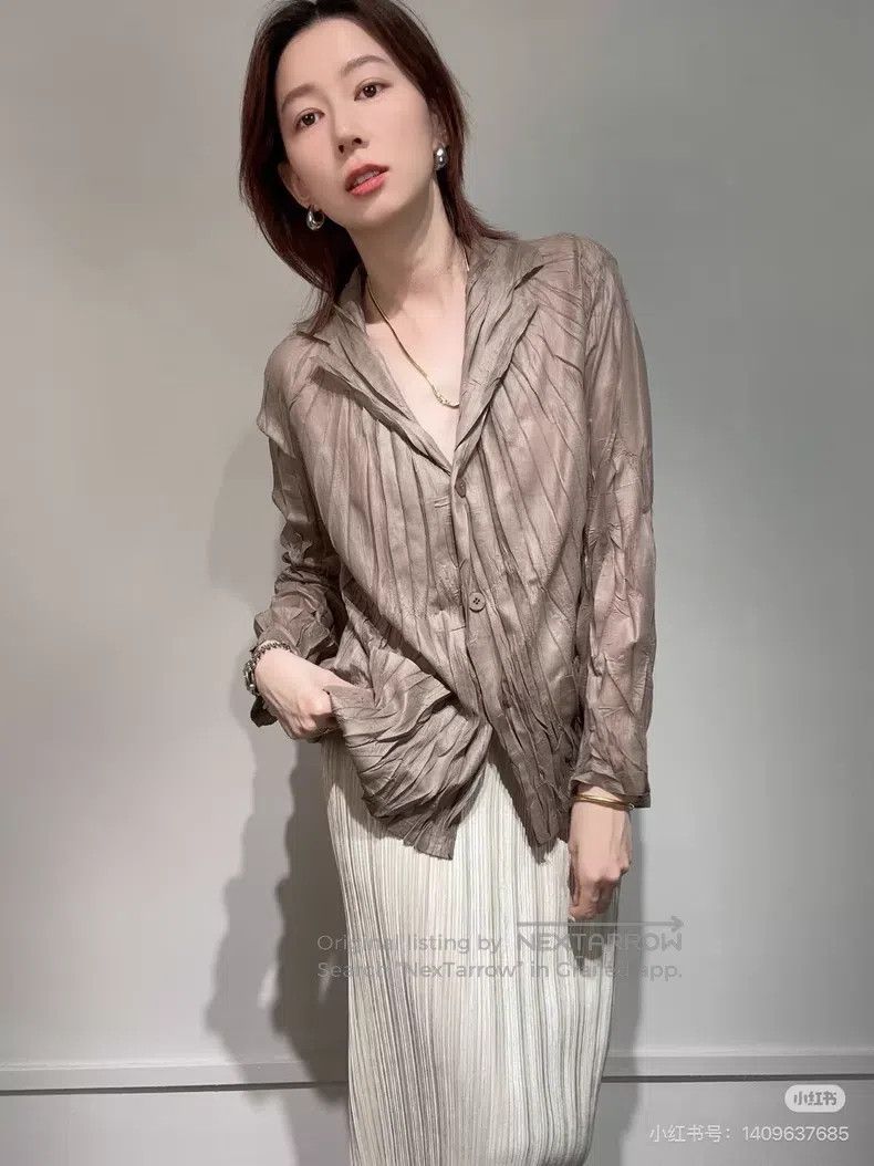 Issey Miyake Issey Miyake Ruched Short Sleeve Shirt Size L / US 10 / IT 46 - 8 Thumbnail