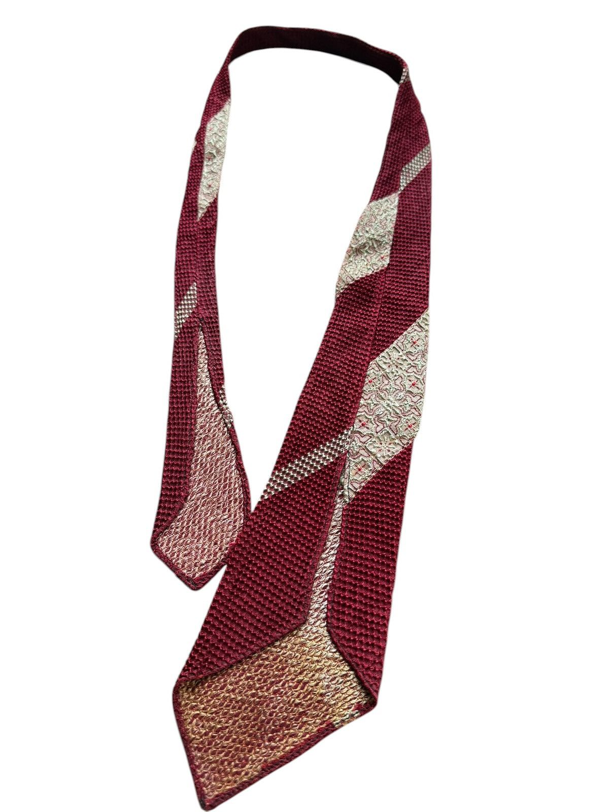 Other Vintage Japanese Tie – Textural Weave & Gold Diagonal Panel Size ONE SIZE - 6 Thumbnail
