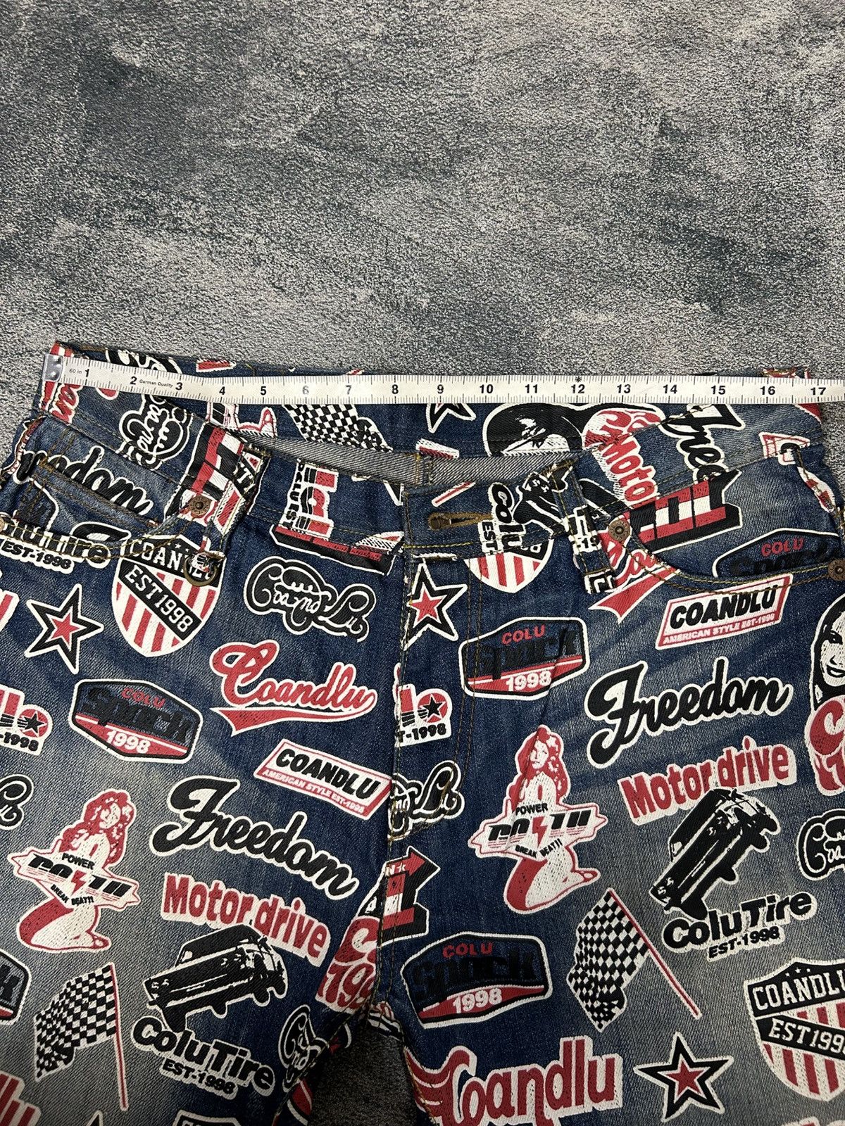 Japanese Brand Y2K CO&LU Hysteric Glamour style Denim Full Print Size US 33 - 17 Thumbnail