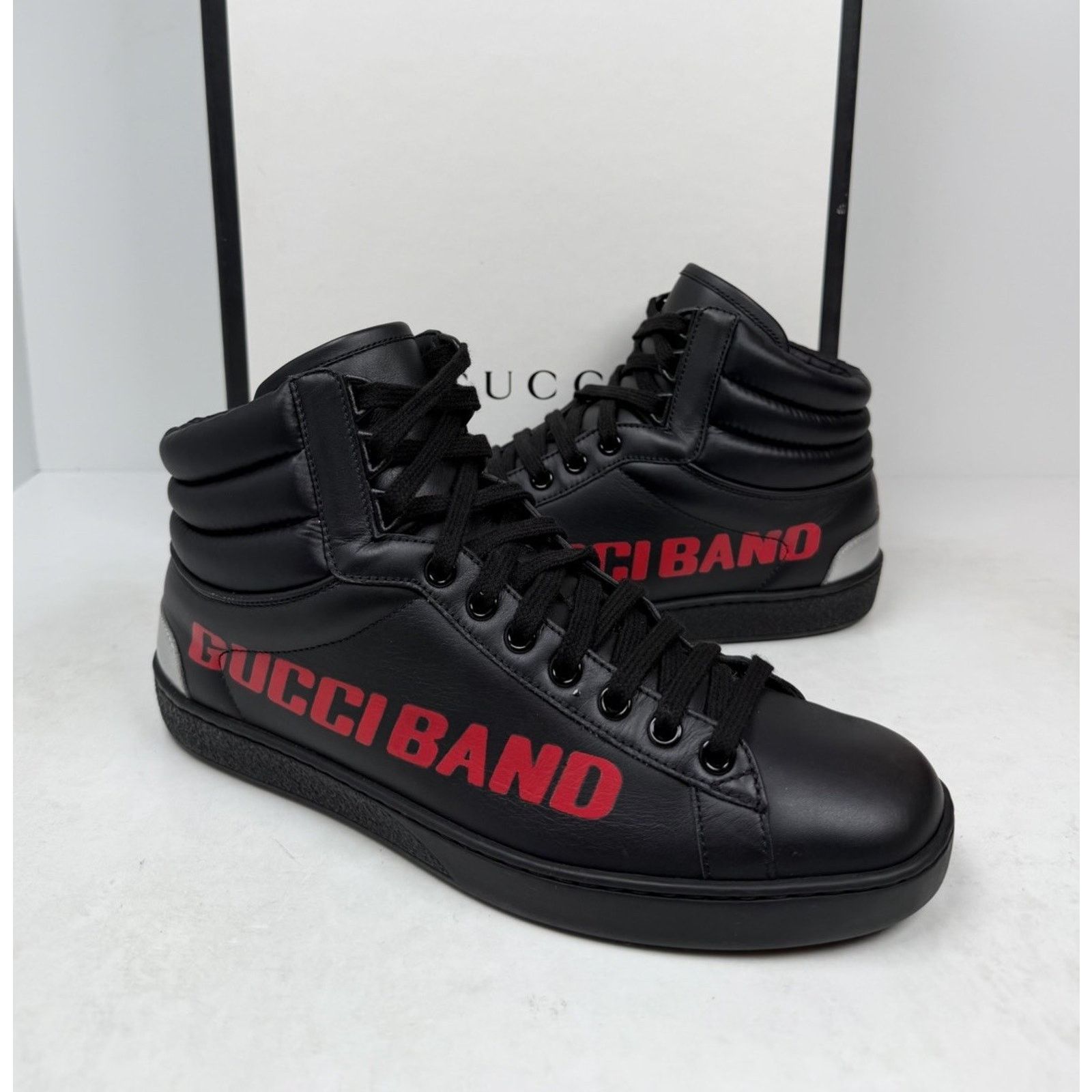 Gucci Size 6US - Gucci Ace Band High Top Leather Black Size US 6 / EU 39 - 2 Thumbnail