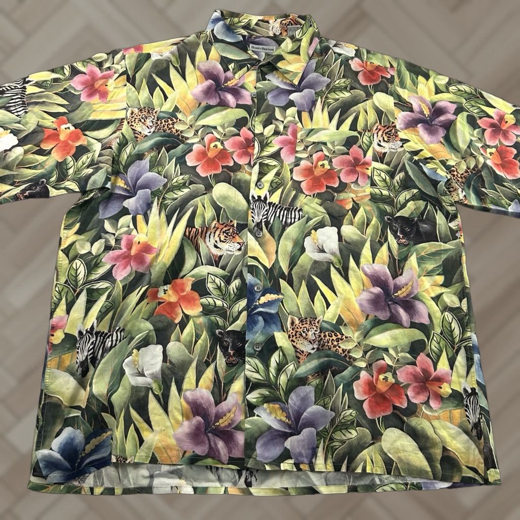 Vintage Barry Bricken Hawaiian Zoo Short Sleeve Button Front Shirt Men's XL Size US XL / EU 56 / 4 - 1 Thumbnail