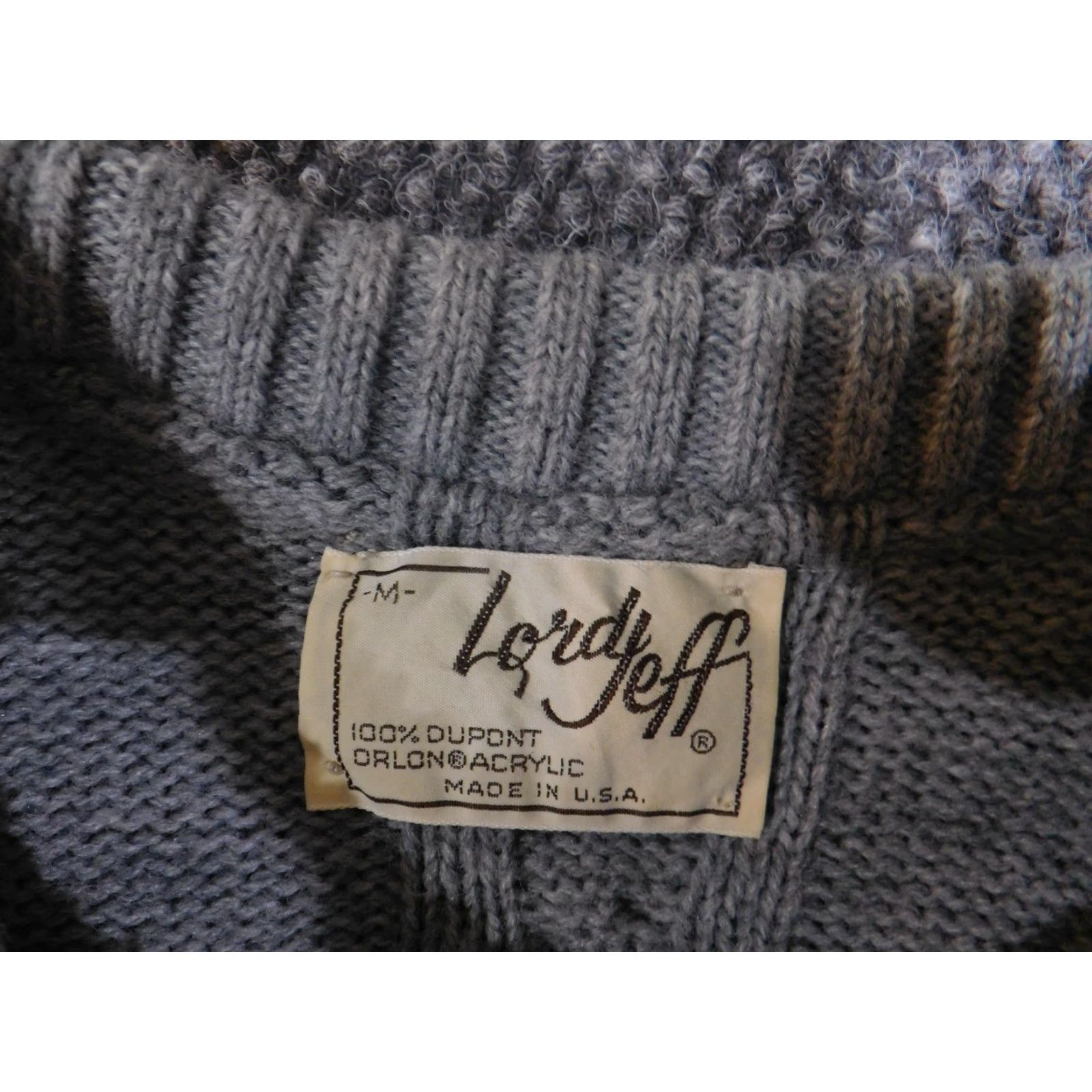 Vintage VINTAGE Lord Jeff Sweater Mens M Gray Cable Knit Crewneck Made USA Orlon Size US M / EU 48-50 / 2 - 7 Thumbnail