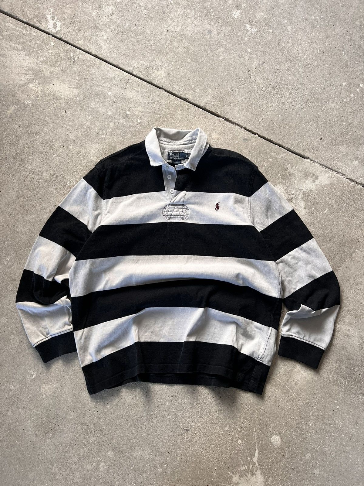 Polo Ralph Lauren Vintage Polo Ralph Lauren Rugby Striped Size US XL / EU 56 / 4 - 4 Thumbnail