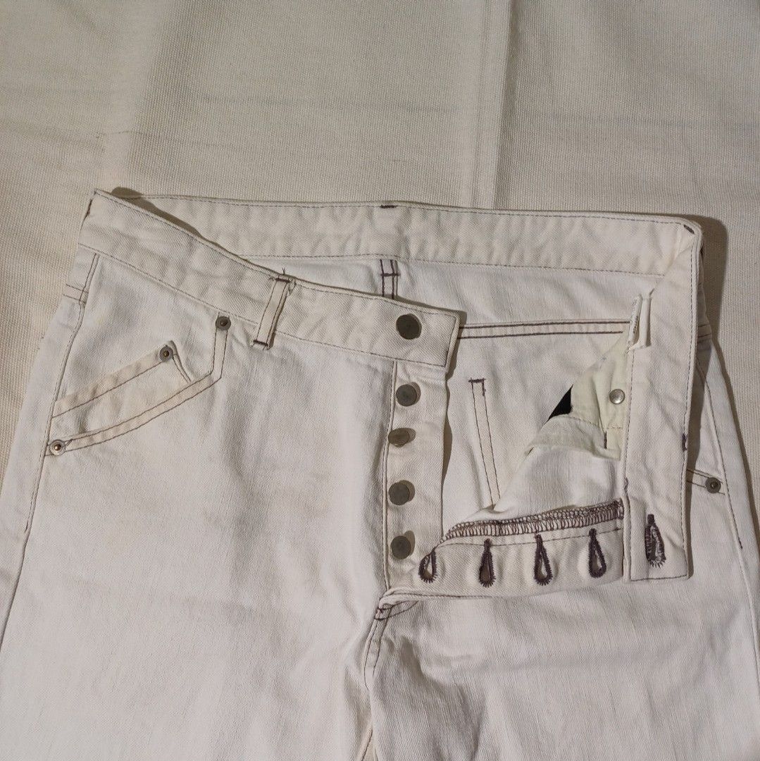 Yoshio Kubo Embroidery Knee Jeans White Yoshio Kubo Size US 30 / EU 46 - 3 Thumbnail
