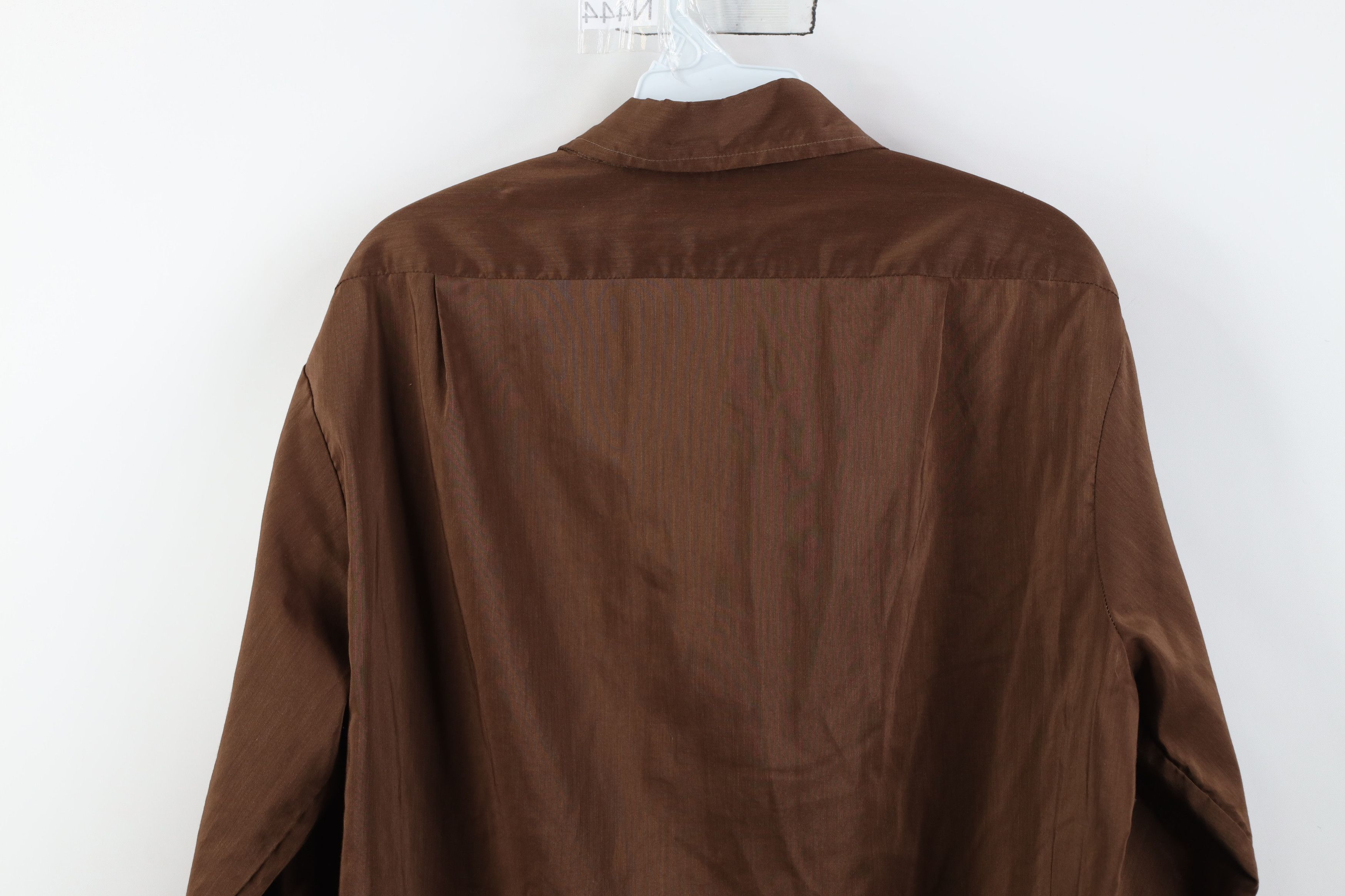 Vintage Vintage 70s Streetwear Thin Dagger Collar Button Shirt Brown Size US L / EU 52-54 / 3 - 15 Thumbnail